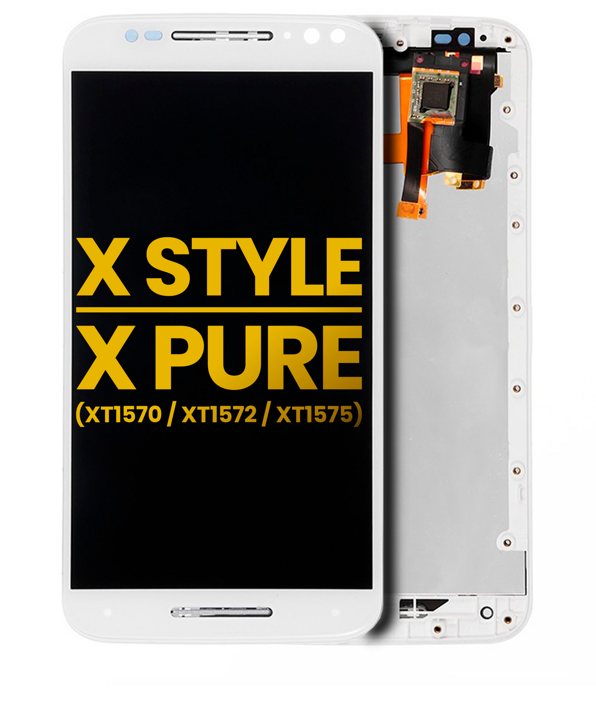 LCD Assembly With Frame For Motorola Moto X Style (XT1572 / 2015) / Moto X Pure Edition (XT1575 / 2015) (Refurbished) (White) - Motorola phone replacement part, primary product view, SKU 107082035904