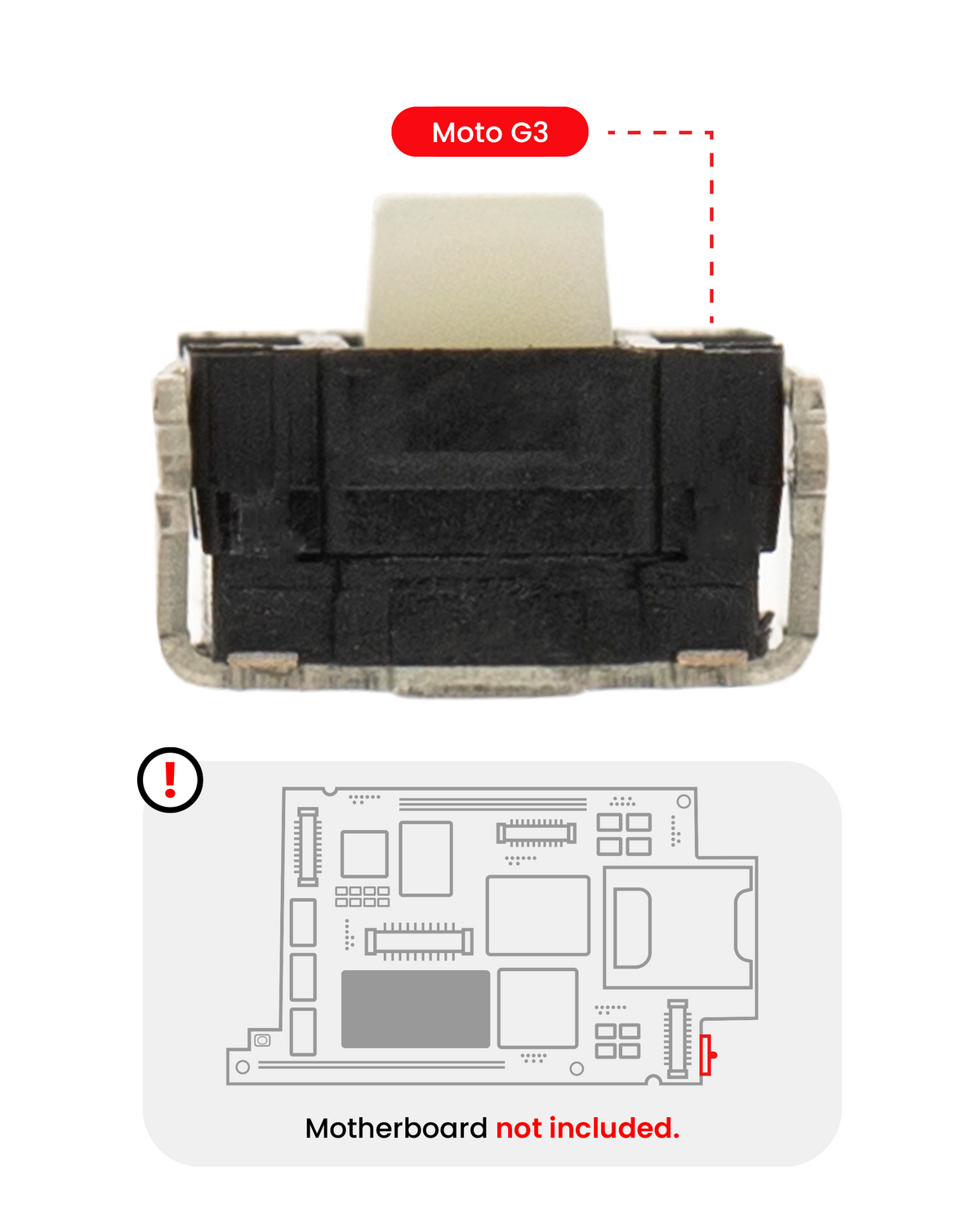 Power / Volume Button Clicker for Motorola Droid Maxx (XT1080 / 2013) Soldering Required - replacement component front view, SKU 107082037920, image 1