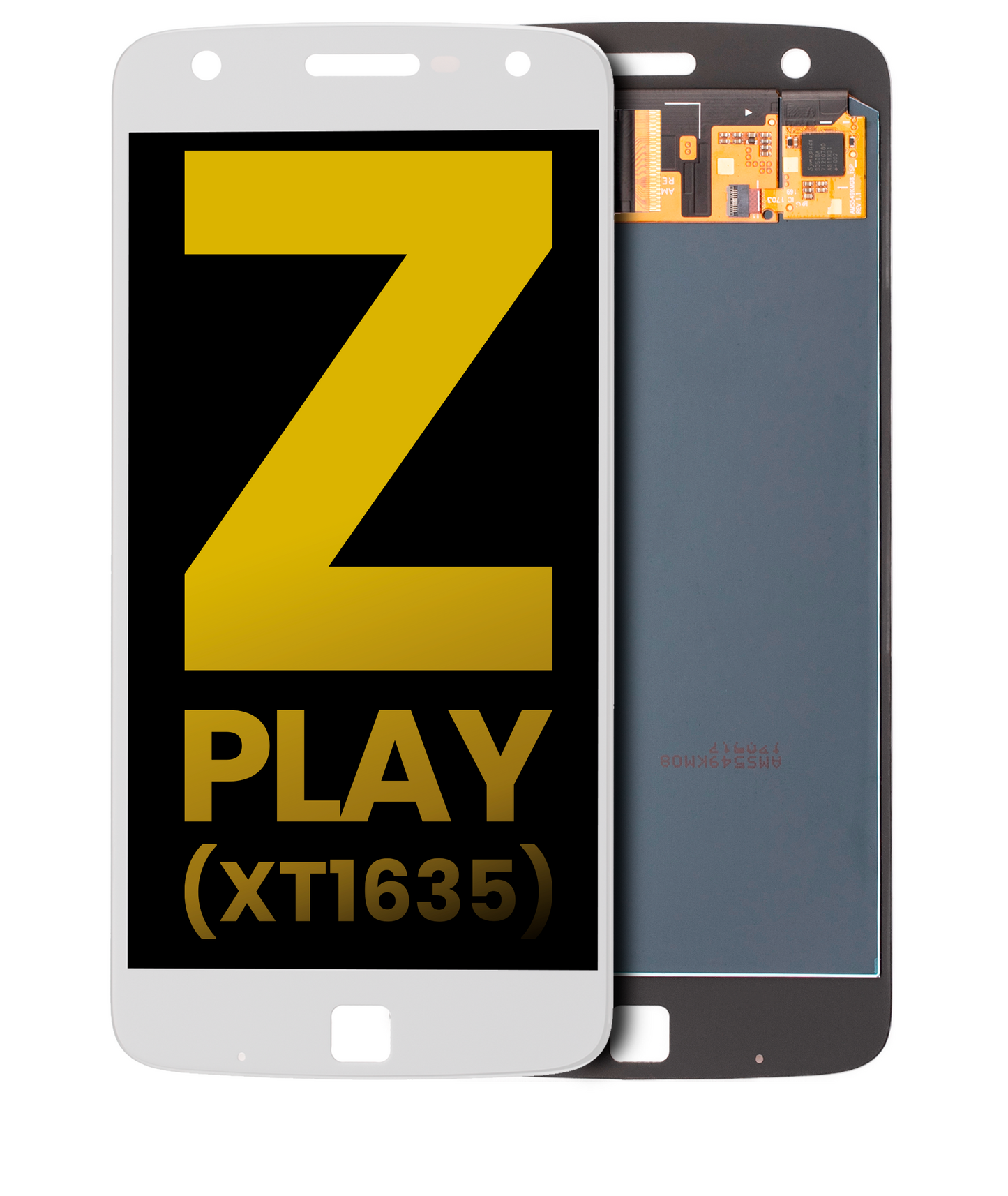 LCD Assembly Without Frame For Motorola Moto Z Play Droid (XT1635 / 2016) (Refurbished) (White) - Motorola replacement part, primary product view, SKU 107082048107