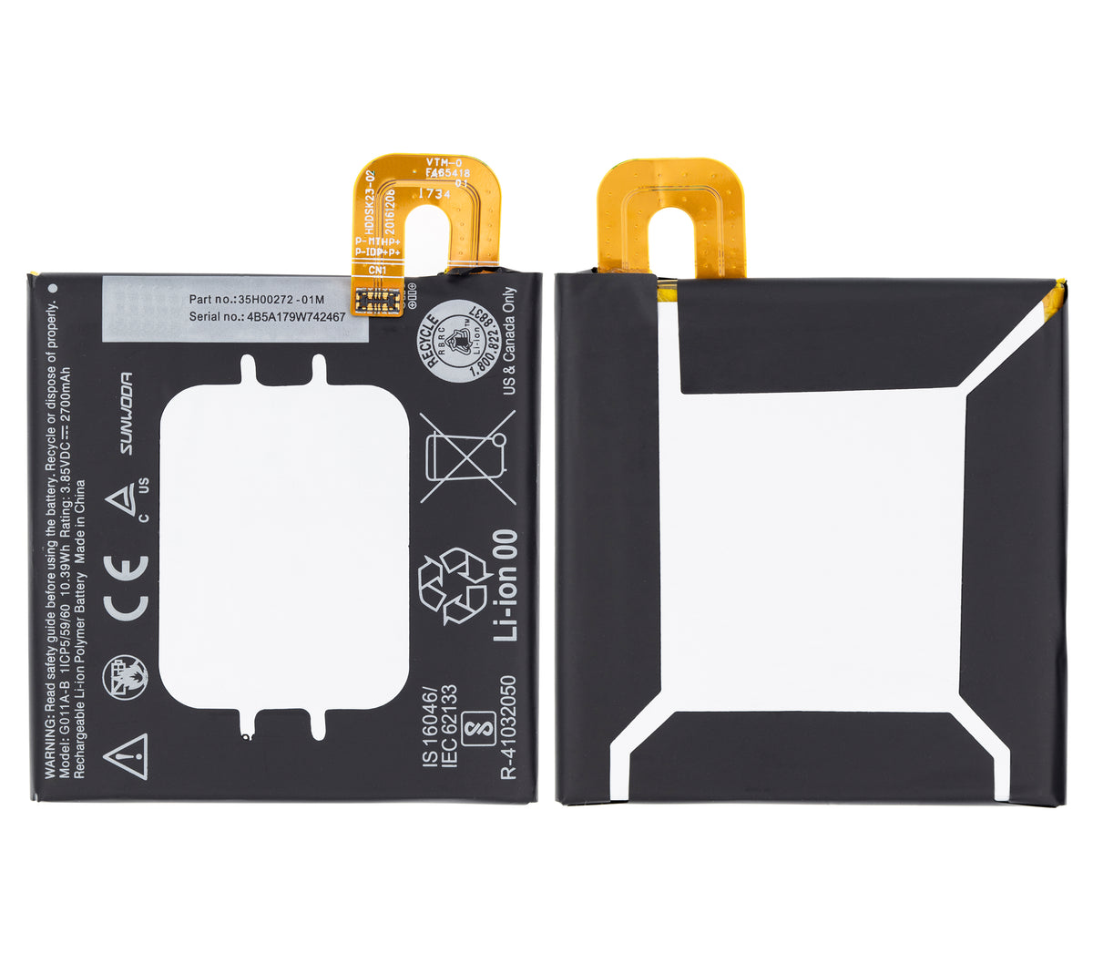 Replacement Battery For Google Pixel 2 (35H00272) - repair component alternate view