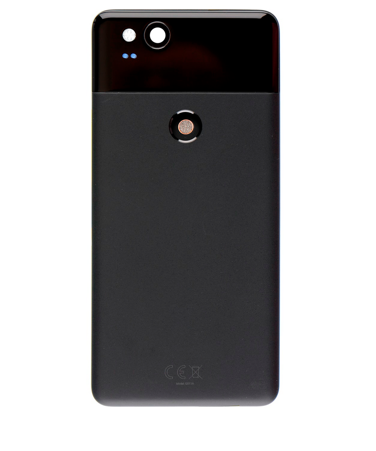Back Housing W/ Small Components Pre-Installed For Google Pixel 2 (Used OEM Pull: Grade A) (Black) - replacement component detail view