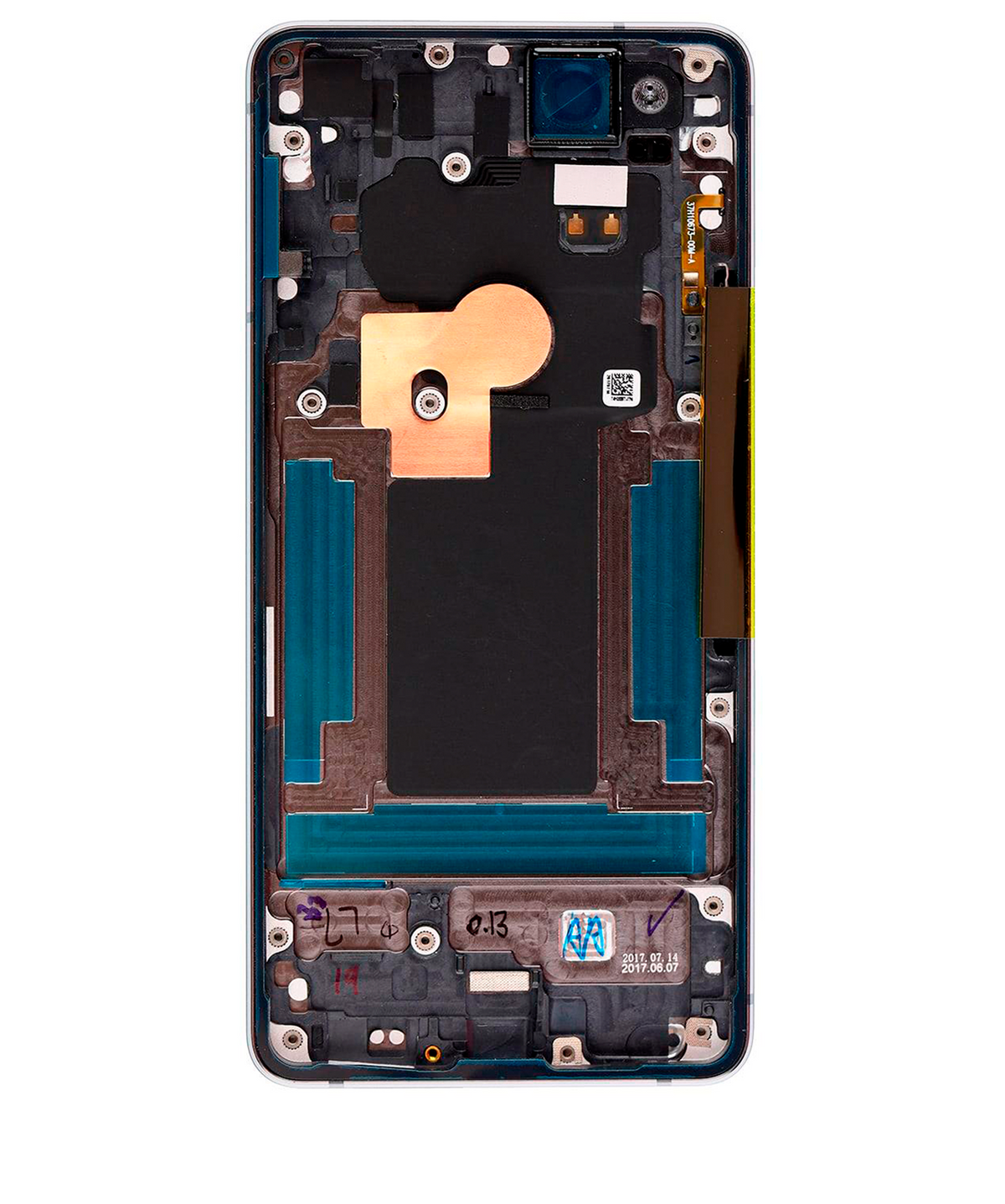Back Housing W/ Small Components Pre-Installed For Google Pixel 2 (Used OEM Pull: Grade A) (Black) - replacement part additional angle