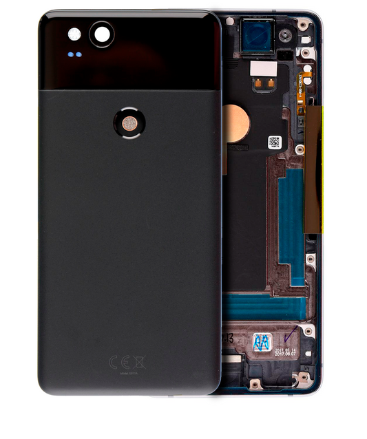 Back Housing W/ Small Components Pre-Installed For Google Pixel 2 (Used OEM Pull: Grade A) (Black) - replacement part product view