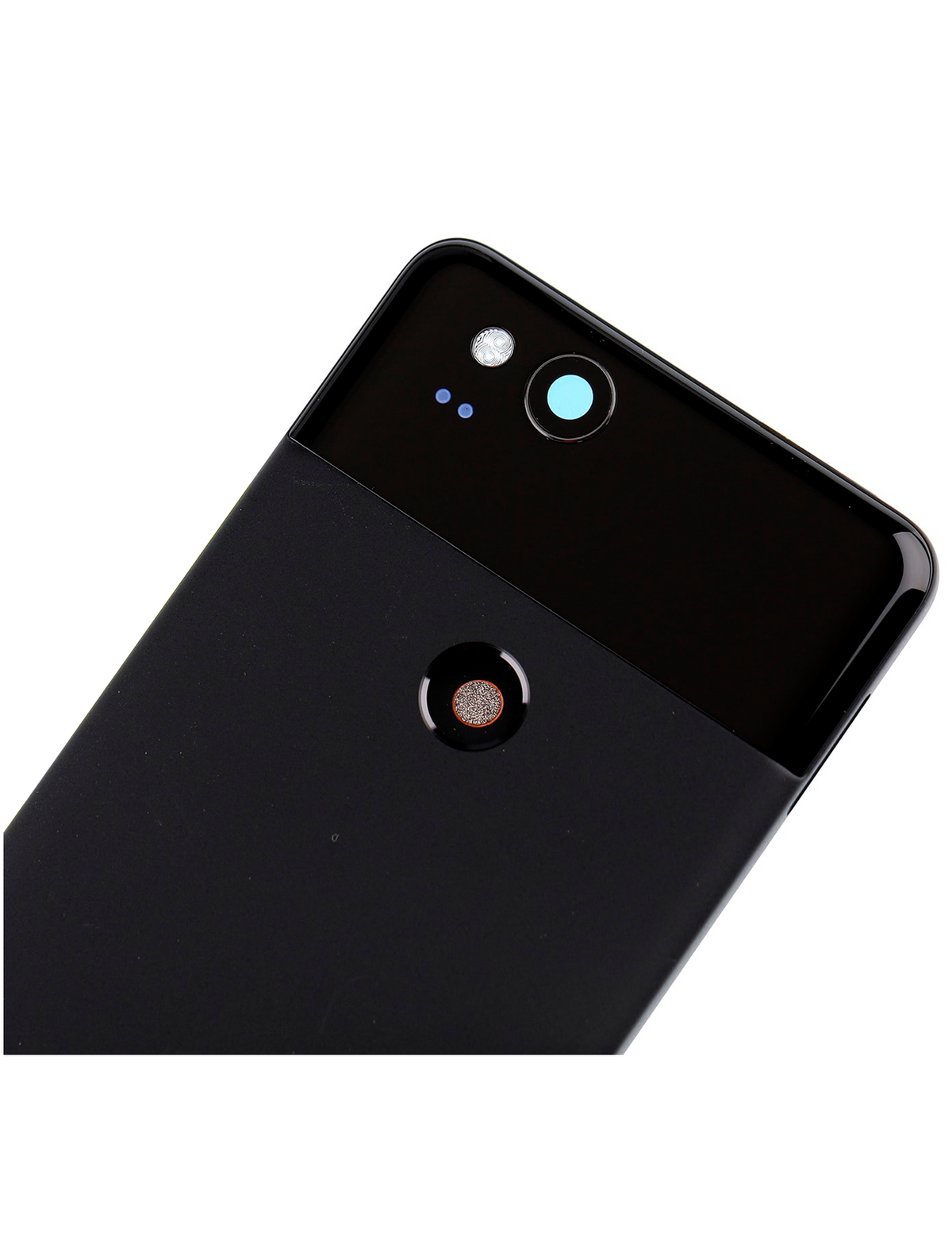 Back Housing W/ Small Components Pre-Installed For Google Pixel 2 (Used OEM Pull: Grade A) (Black) - repair component detailed angle