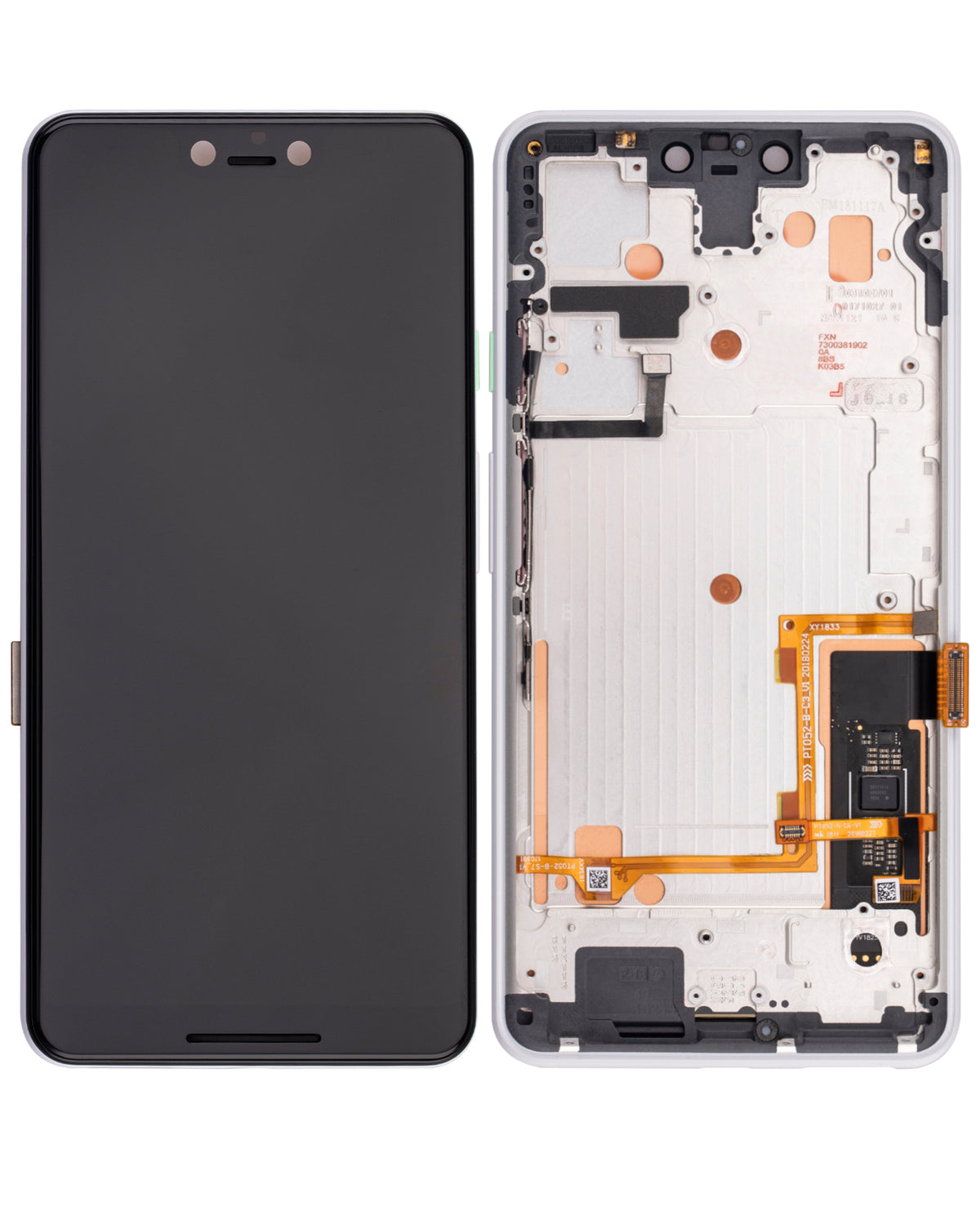 OLED Assembly With Frame For Google Pixel 3 XL (Refurbished) (Clearly White) - repair component detailed angle