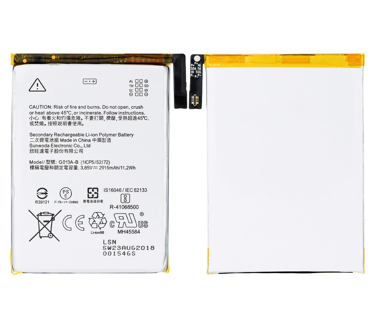 Replacement Battery For Google Pixel 3 (G013A-B) - repair component alternate view
