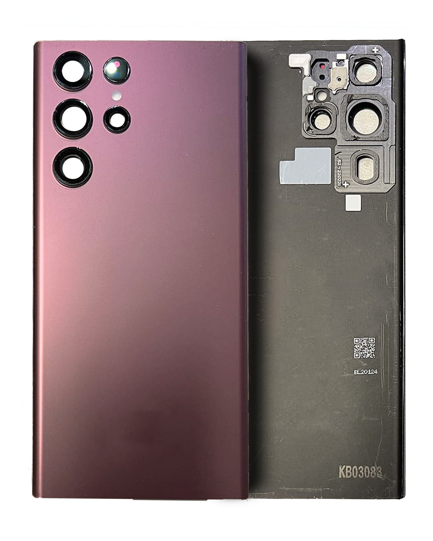 Back Cover Glass With Camera Lens For Samsung Galaxy S22 Ultra (Service Pack) (Burgundy)