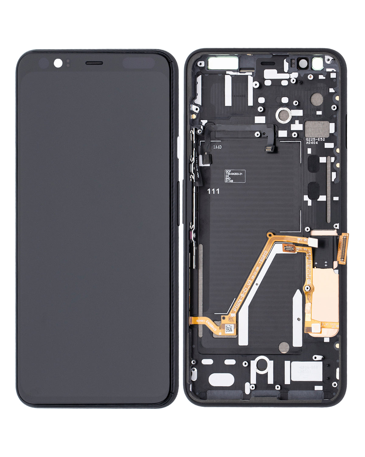 OLED Assembly With Frame For Google Pixel 4 XL (Refurbished) (Clearly White Power Button) - repair component detailed angle
