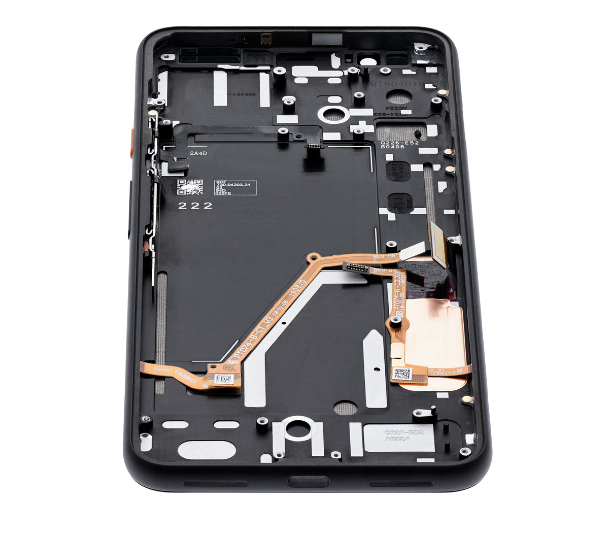 OLED Assembly With Frame For Google Pixel 4 XL (Refurbished) (Oh So Orange Power Button) - phone repair part close-up