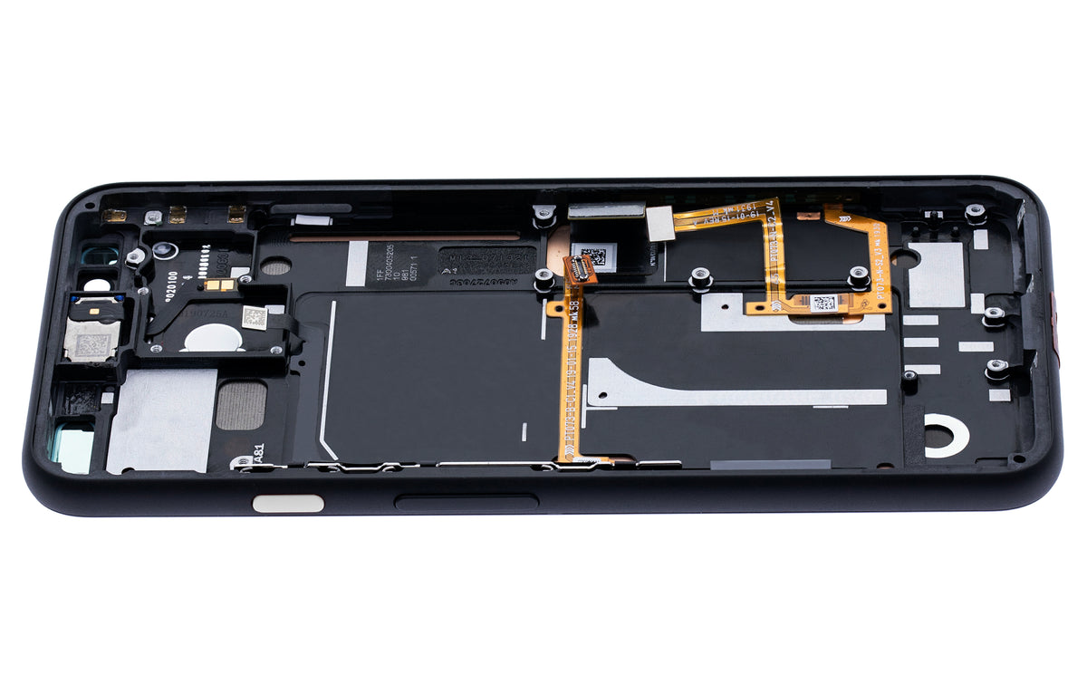 OLED Assembly With Frame For Google Pixel 4 (Refurbished) (Clearly White Power Button) - repair component detailed angle