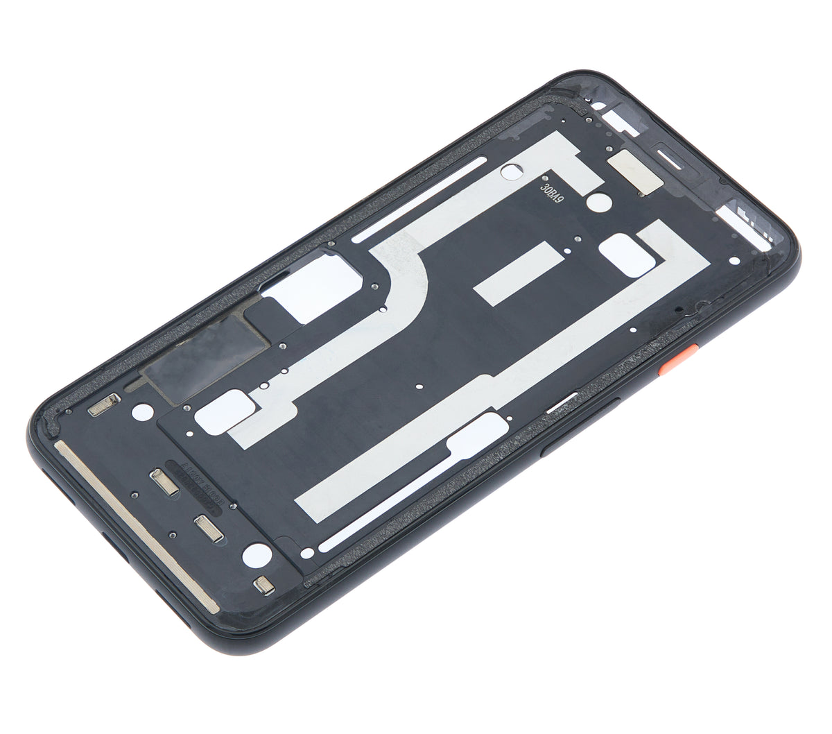 Mid-Frame Housing For Google Pixel 4 (Oh So Orange Power Button) - phone repair part close-up