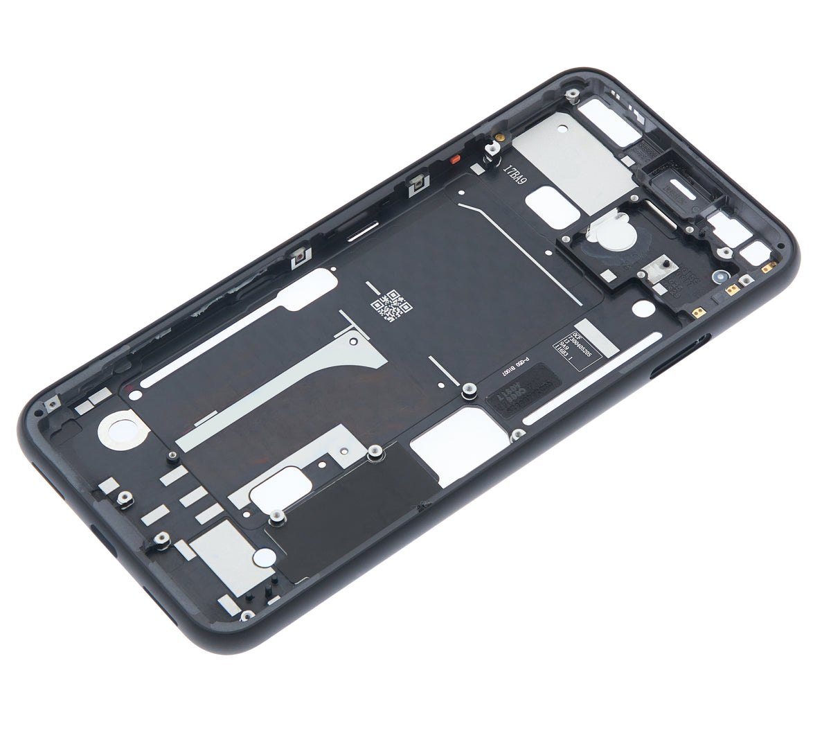 Mid-Frame Housing For Google Pixel 4 (Oh So Orange Power Button) - repair component detailed angle