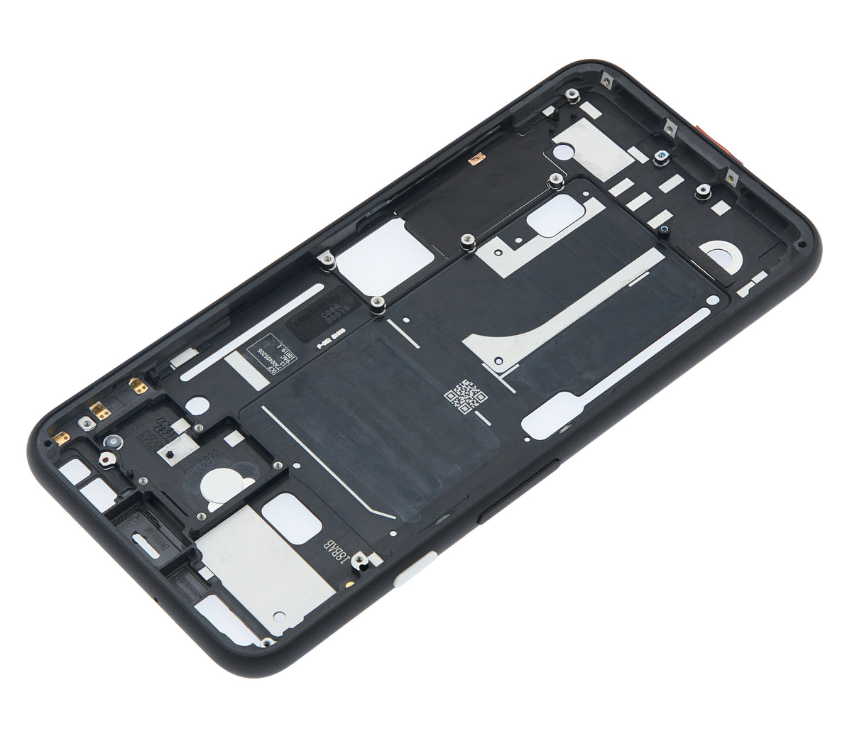 Mid-Frame Housing For Google Pixel 4 (Clearly White Power Button) - repair component detailed angle