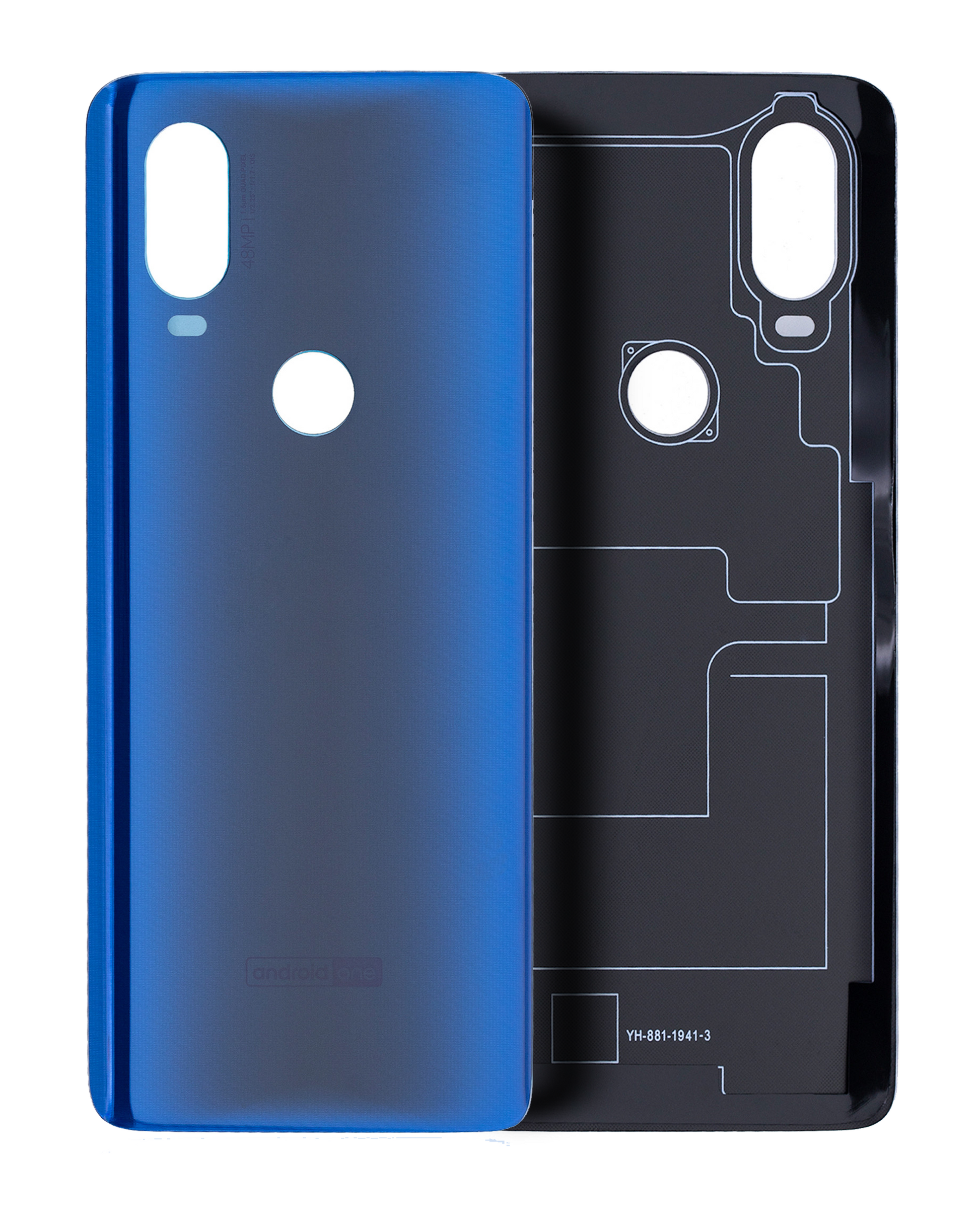 Back cover Glass For Motorola One Vision / P50 (XT1970 / 2019) (Sapphire Blue) - Motorola replacement part - product image 1 - SKU 107082062027