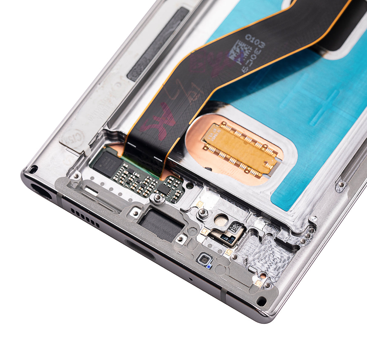 OLED Assembly With Frame For Samsung Galaxy Note 10 Plus / 5G (Refurbished) (Aura Glow / Silver)