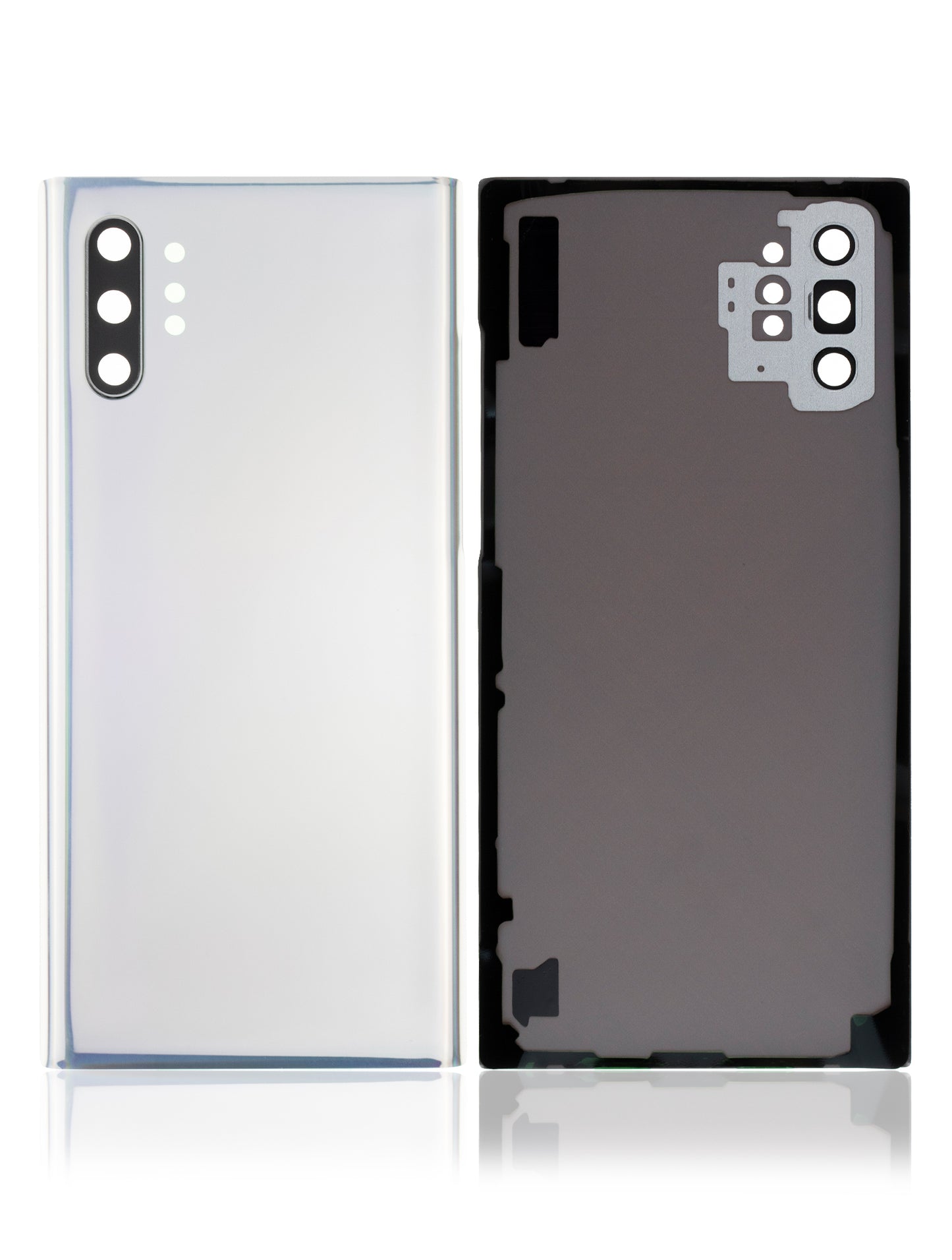 Back Cover Glass With Camera Lens For Samsung Galaxy Note 10 Plus / 5G (No Logo) (Aftermarket Plus) (Aura Glow / Silver)