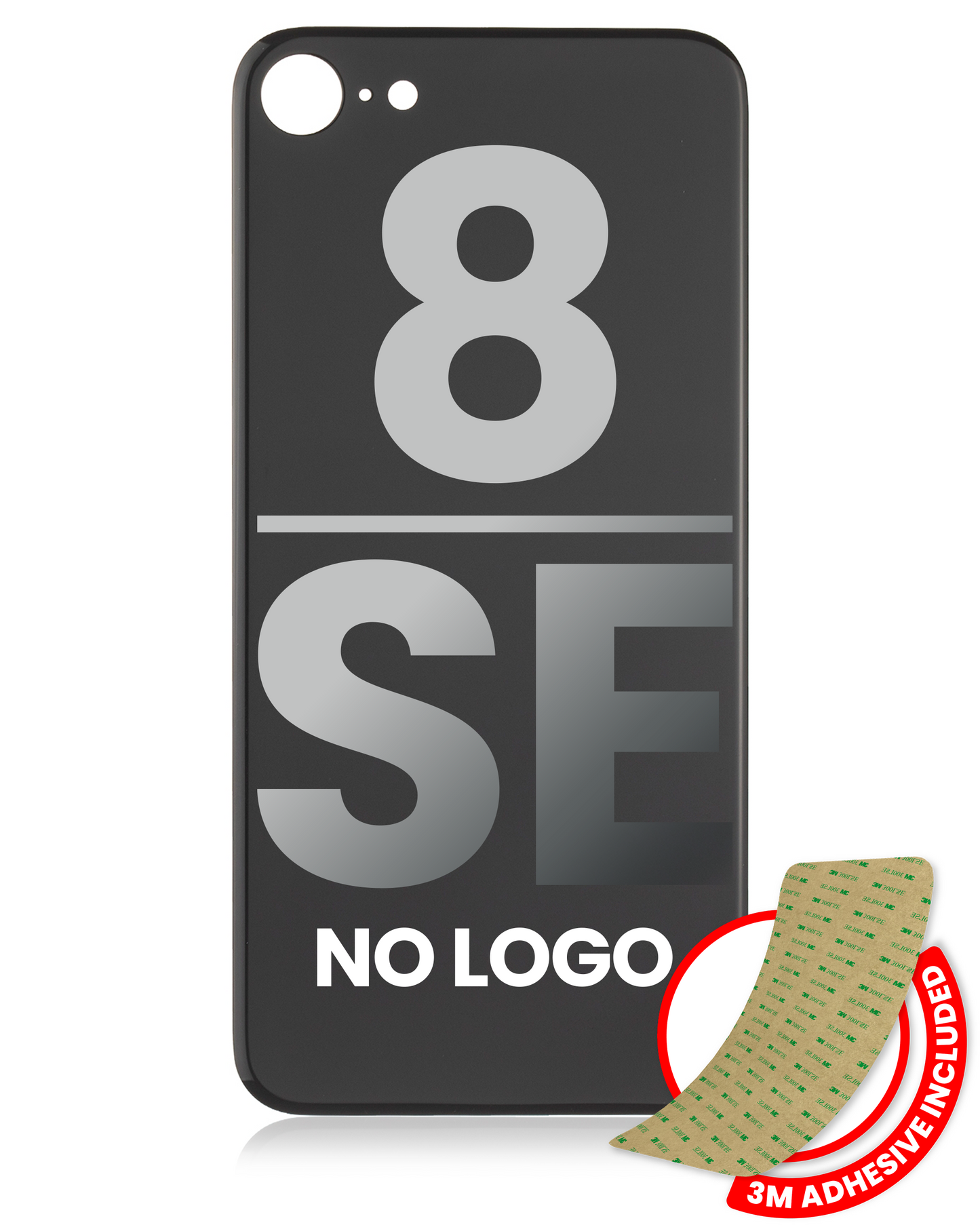 Back Glass With 3M Adhesive For iPhone 8 / SE (2020) (No Logo / Large Camera Hole) (Space Gray)