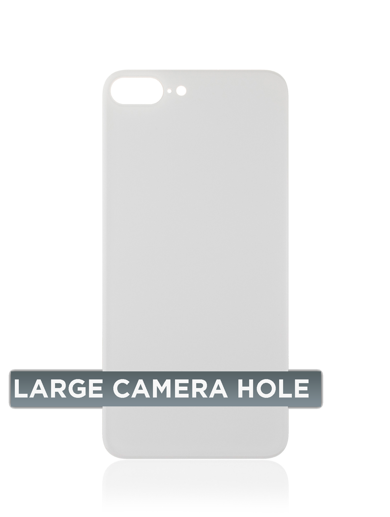 Back Glass With 3M Adhesive For iPhone 8 Plus (No Logo / Large Camera Hole) (Silver)
