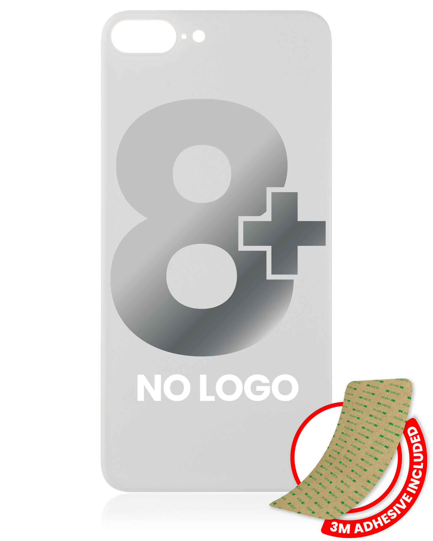Back Glass With 3M Adhesive For iPhone 8 Plus (No Logo / Large Camera Hole) (Silver)