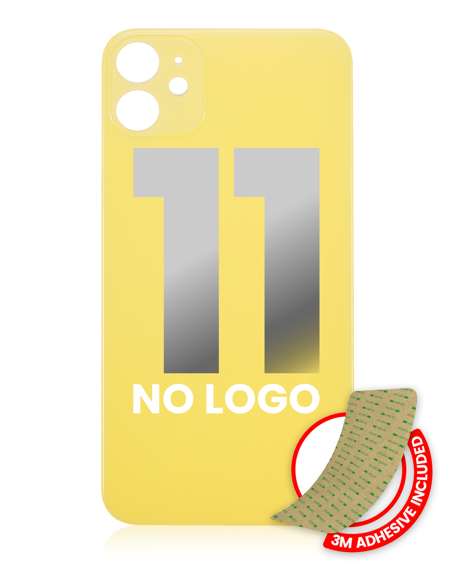 Back Glass With 3M Adhesive For iPhone 11 (No Logo / Large Camera Hole) (Yellow)