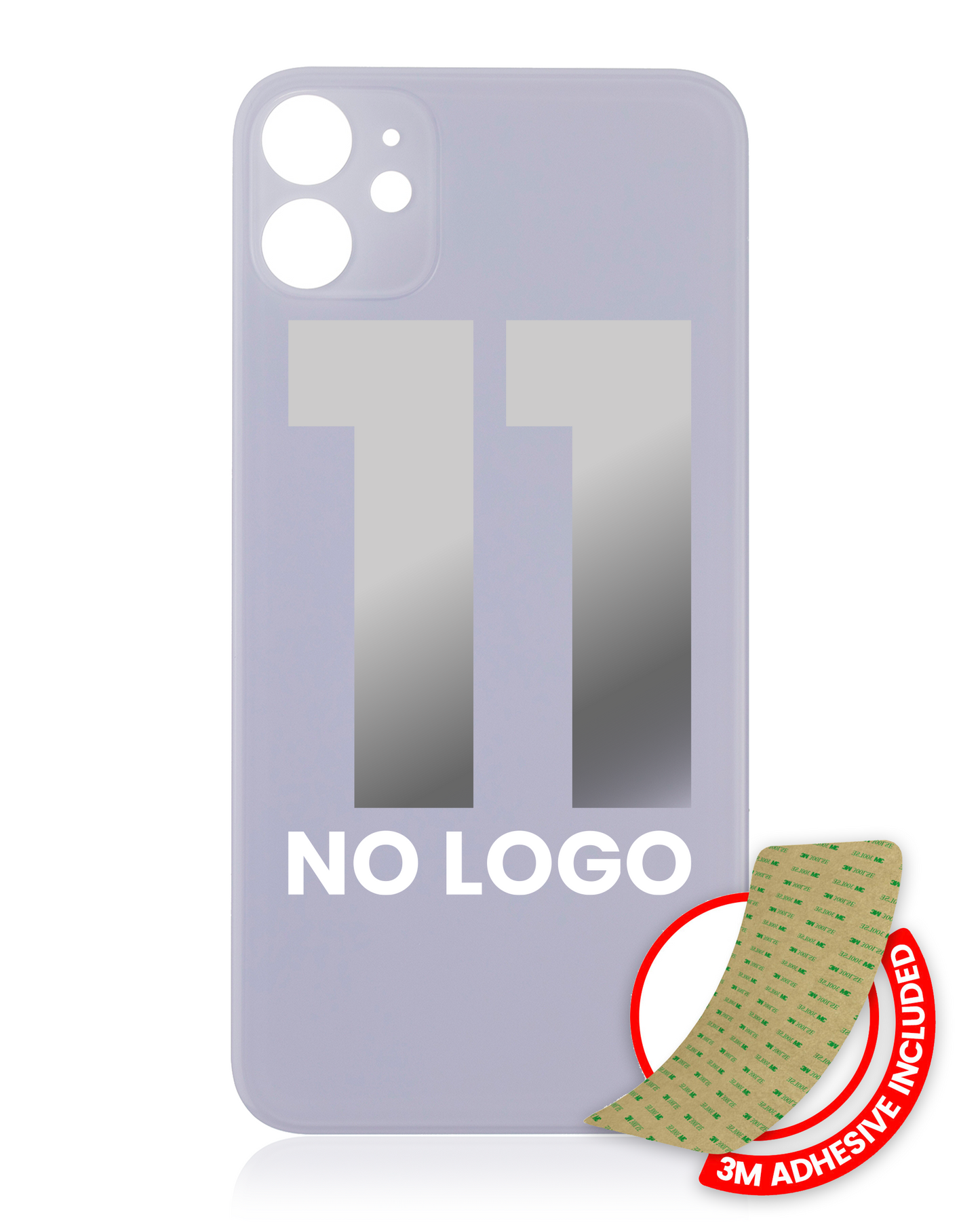 Back Glass With 3M Adhesive For iPhone 11 (No Logo / Large Camera Hole) (Purple)