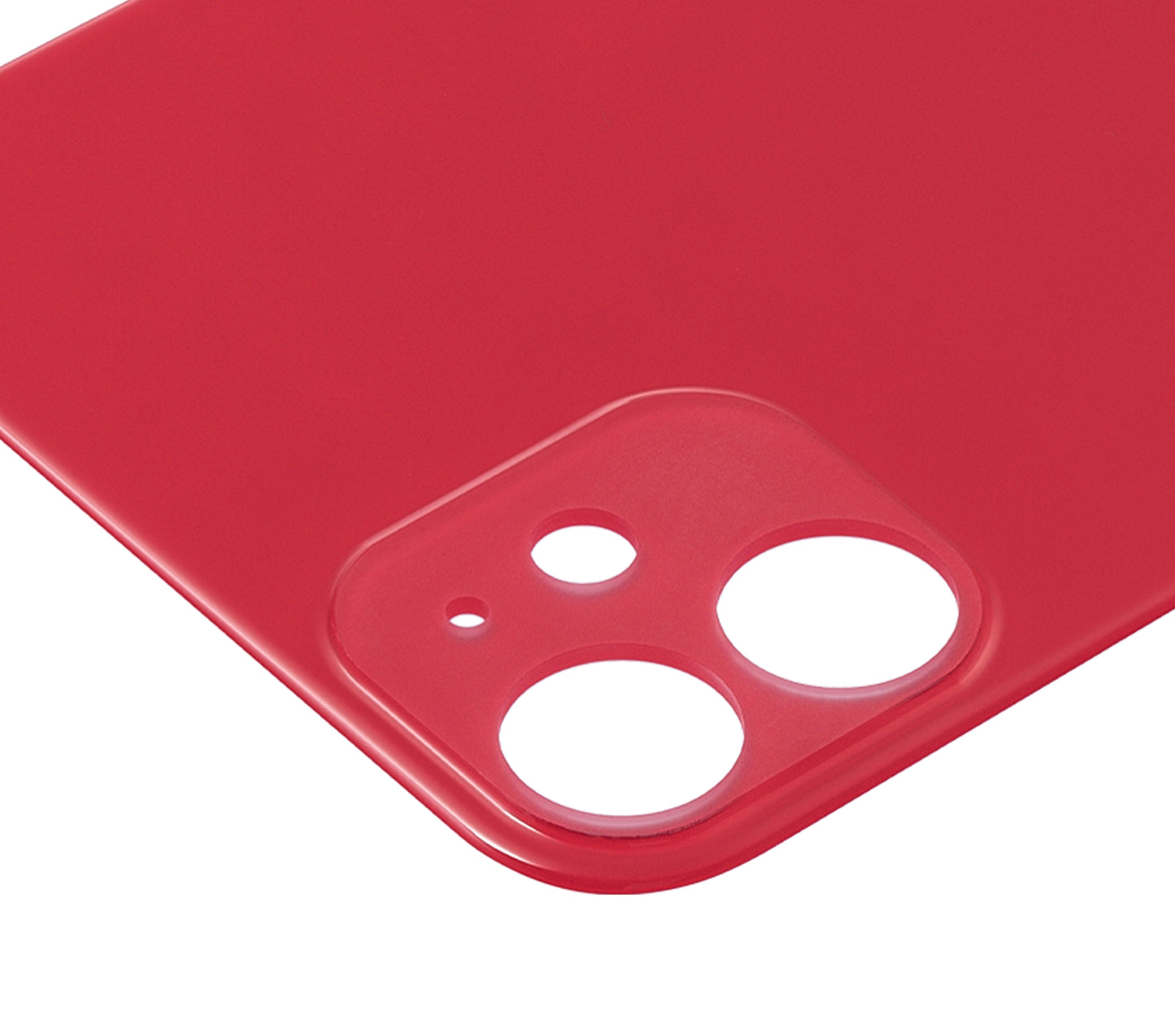 Back Glass With 3M Adhesive For iPhone 11 (No Logo / Large Camera Hole) (Red)