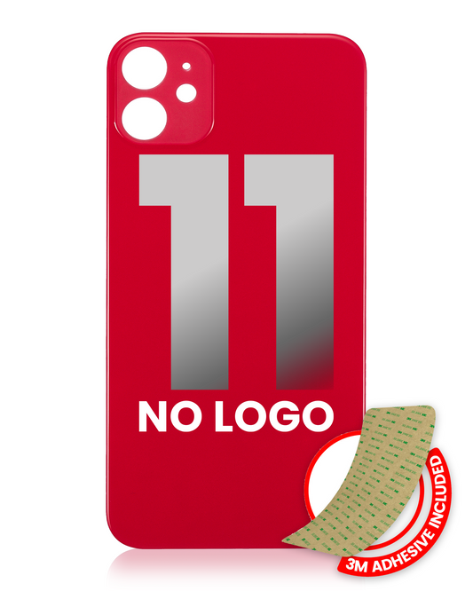 Back Glass With 3M Adhesive For iPhone 11 (No Logo / Large Camera Hole) (Red)