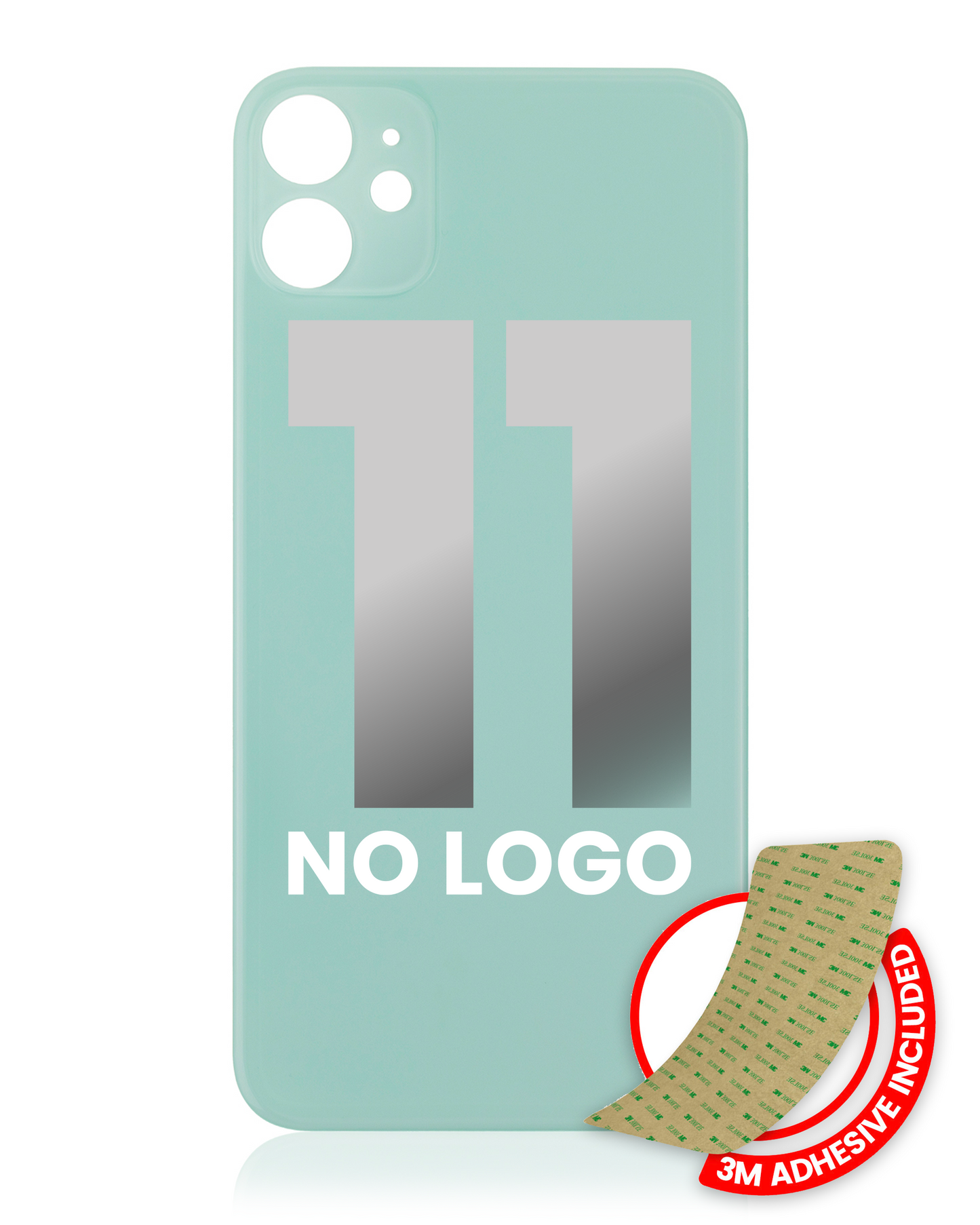 Back Glass With 3M Adhesive For iPhone 11 (No Logo / Large Camera Hole) (Green)