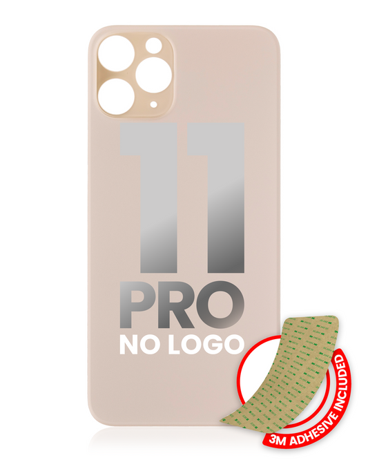 Back Glass With 3M Adhesive For iPhone 11 Pro (No Logo / Large Camera Hole) (Gold)