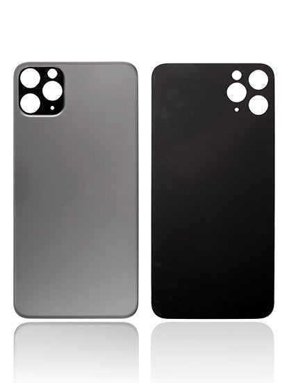 Back Glass With 3M Adhesive For iPhone 11 Pro (No Logo / Large Camera Hole) (Space Gray)