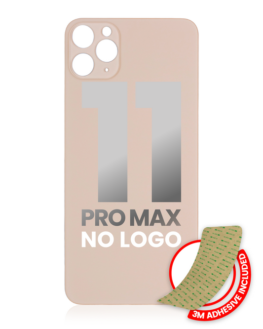 Back Glass With 3M Adhesive For iPhone 11 Pro Max (No Logo / Large Camera Hole) (Gold)