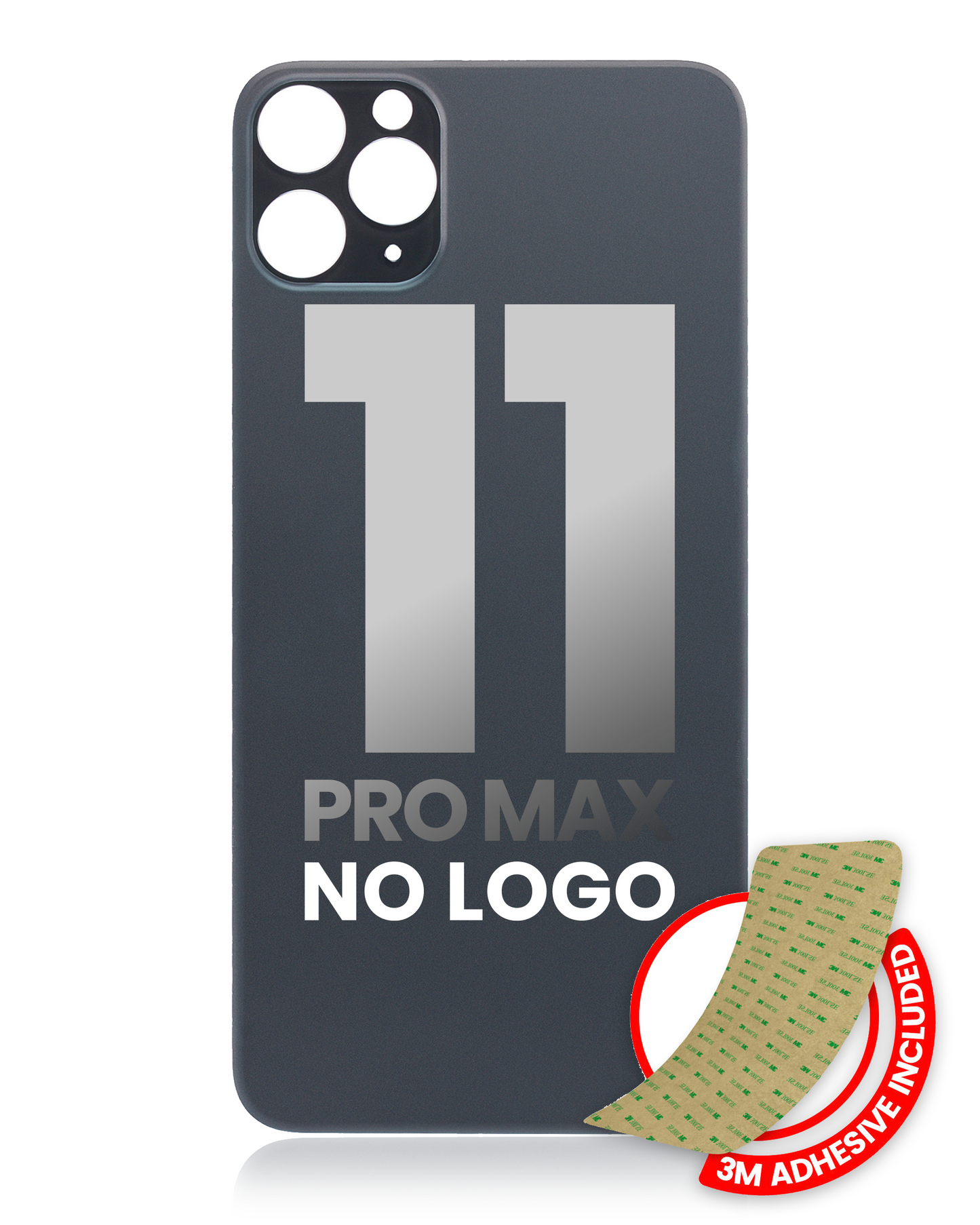 Back Glass With 3M Adhesive For iPhone 11 Pro Max (No Logo / Large Camera Hole) (Space Gray)