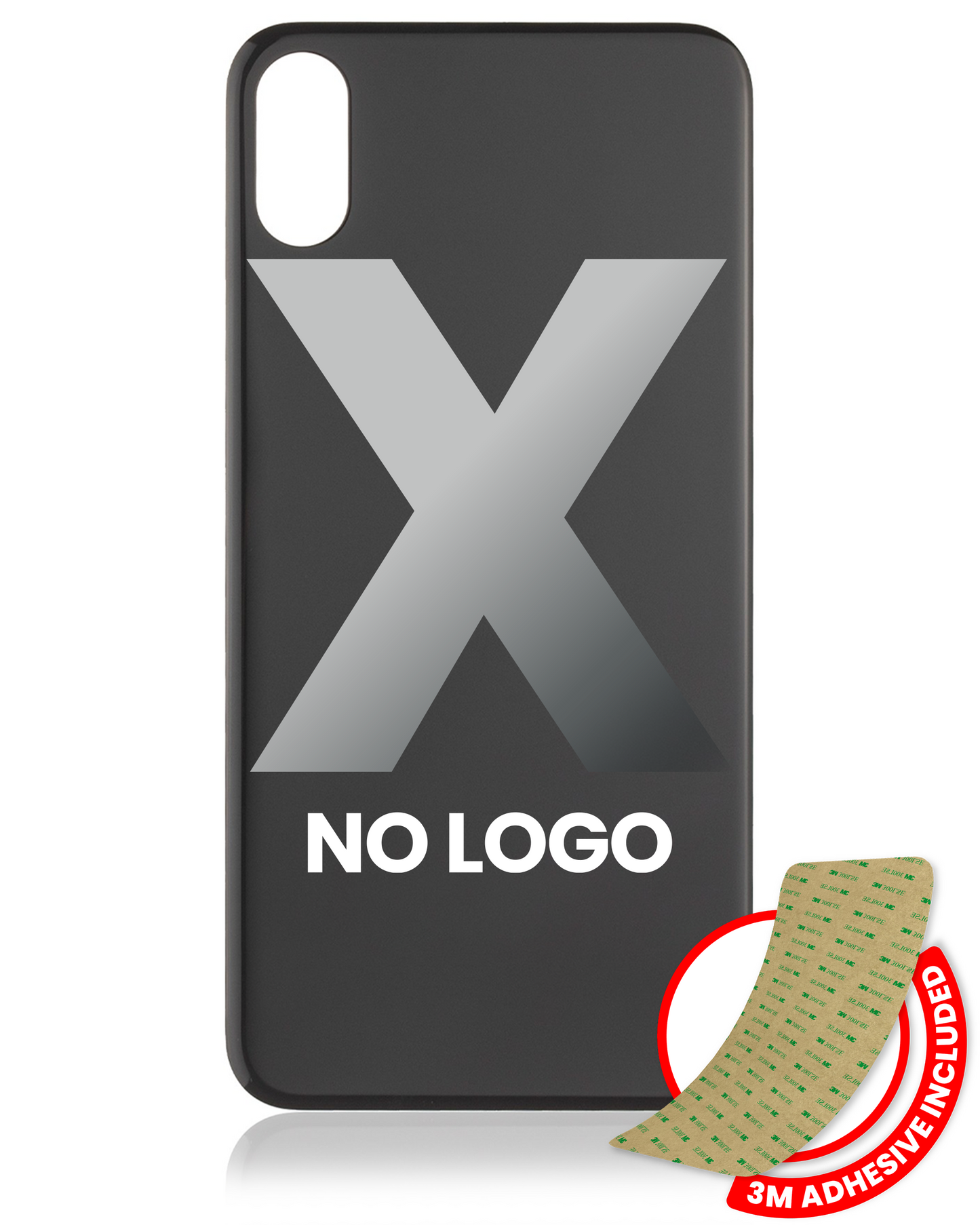 Back Glass With 3M Adhesive For iPhone X (No Logo / Large Camera Hole) (Space Gray)