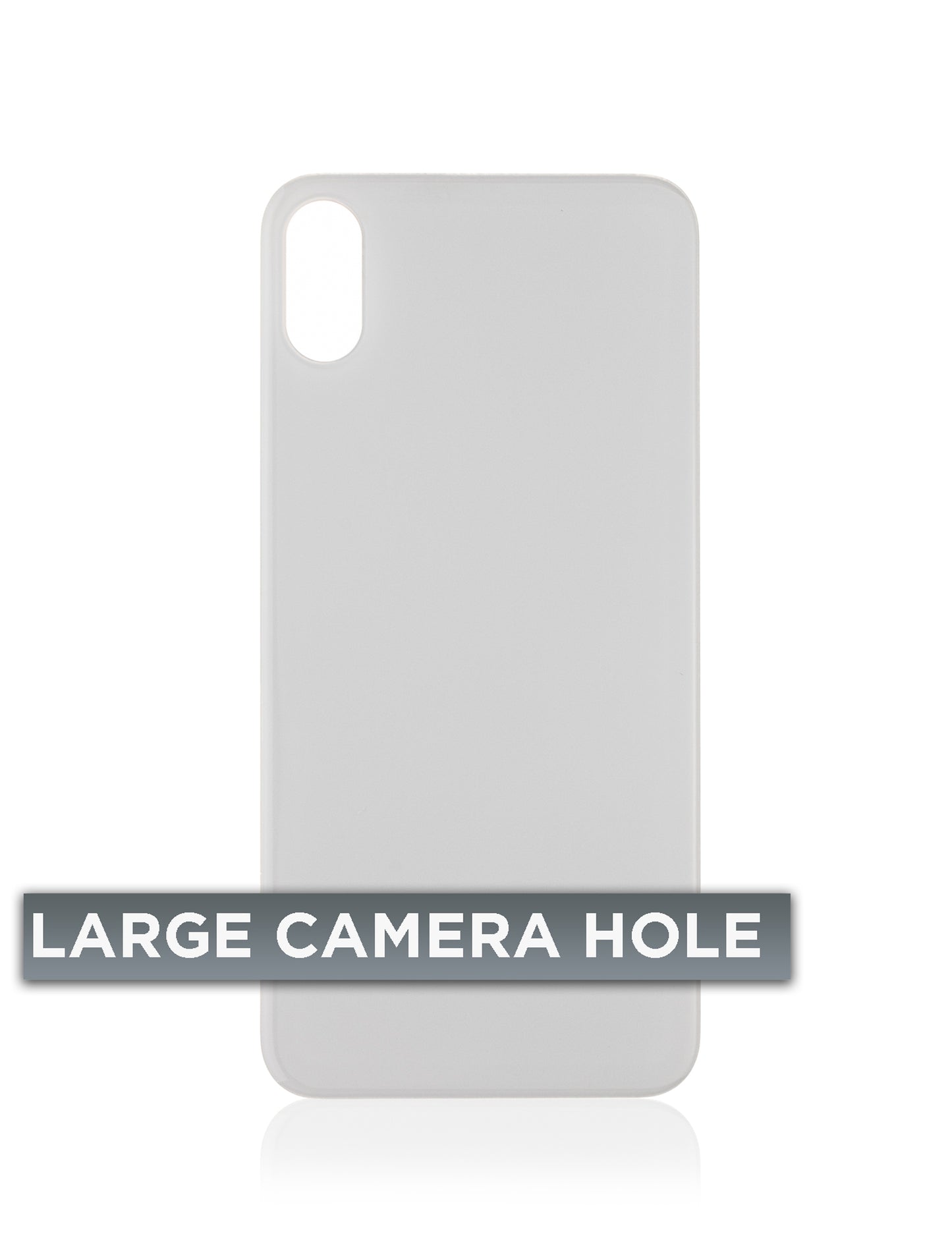 Back Glass With 3M Adhesive For iPhone X (No Logo / Large Camera Hole) (Silver)