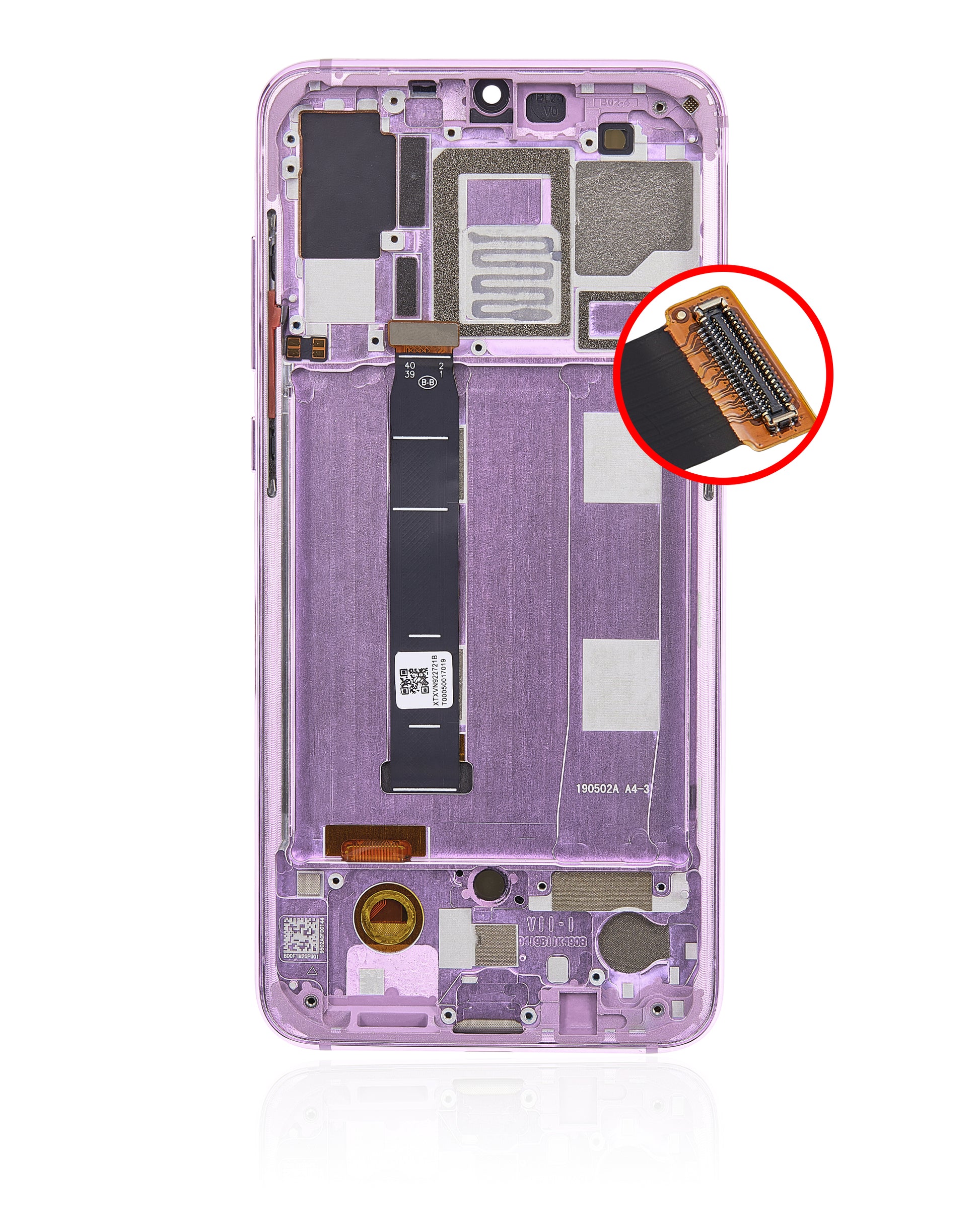OLED Assembly With Frame For Xiaomi Mi 9 (Aftermarket Plus) (Lavender Violet) - repair part close detail image SKU 107082070203 - image 8