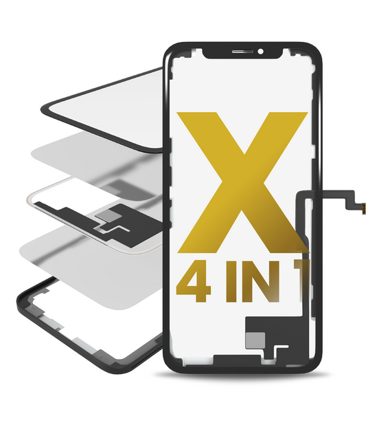 4 in 1 Long Flex (Digitizer Touch With Glass + OCA + Frame Pre-installed) For iPhone X (OCA Master)