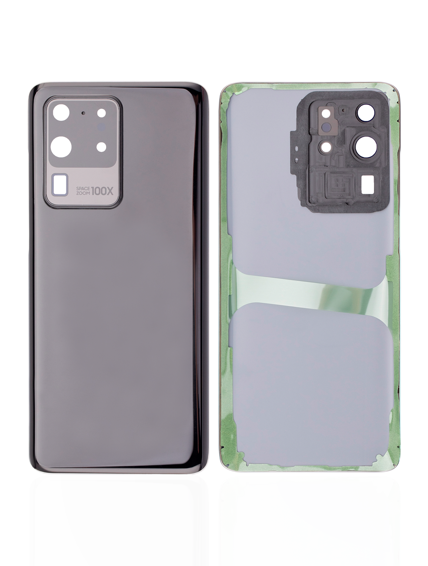 Back Cover Glass With Camera Lens For Samsung Galaxy S20 Ultra 5G (No Logo) (Aftermarket Plus) (Cosmic Black)