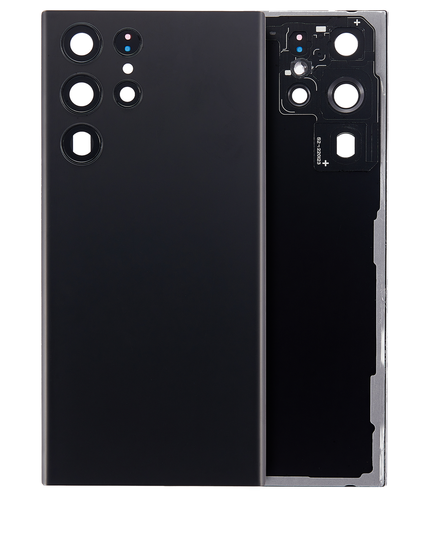 Back Cover Glass With Camera Lens For Samsung Galaxy S22 Ultra 5G (No Logo) (Aftermarket Plus) (Phantom Black)
