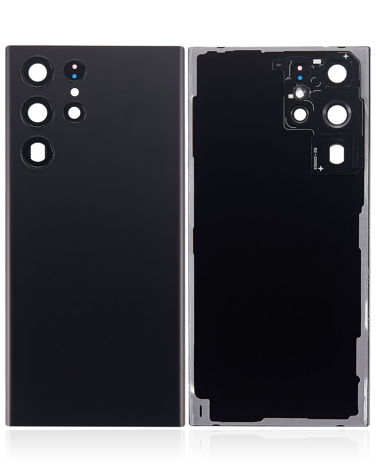 Back Cover Glass With Camera Lens For Samsung Galaxy S22 Ultra 5G (No Logo) (Aftermarket Plus) (Phantom Black)
