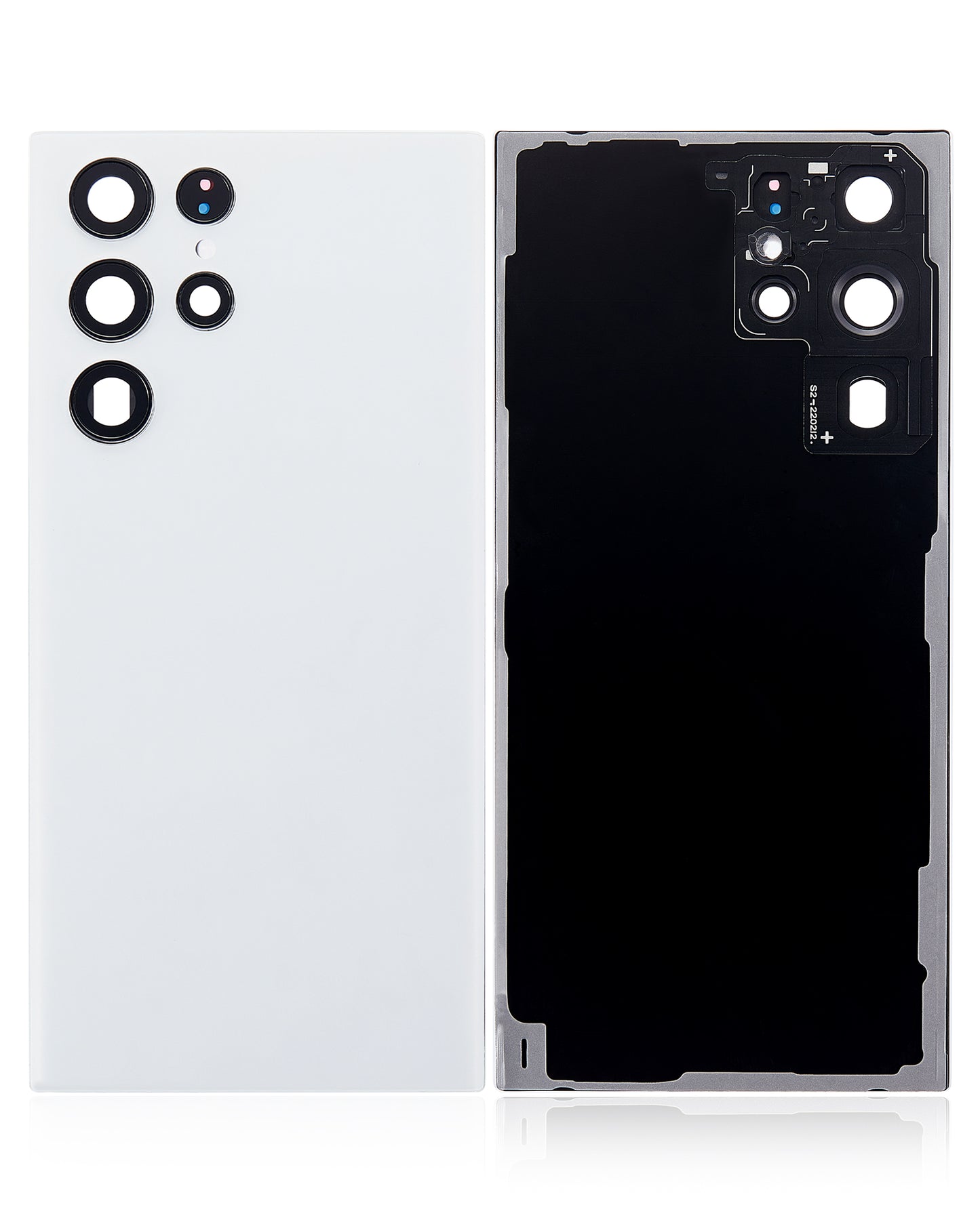 Back Cover Glass With Camera Lens For Samsung Galaxy S22 Ultra 5G (No Logo) (Aftermarket Plus) (White)