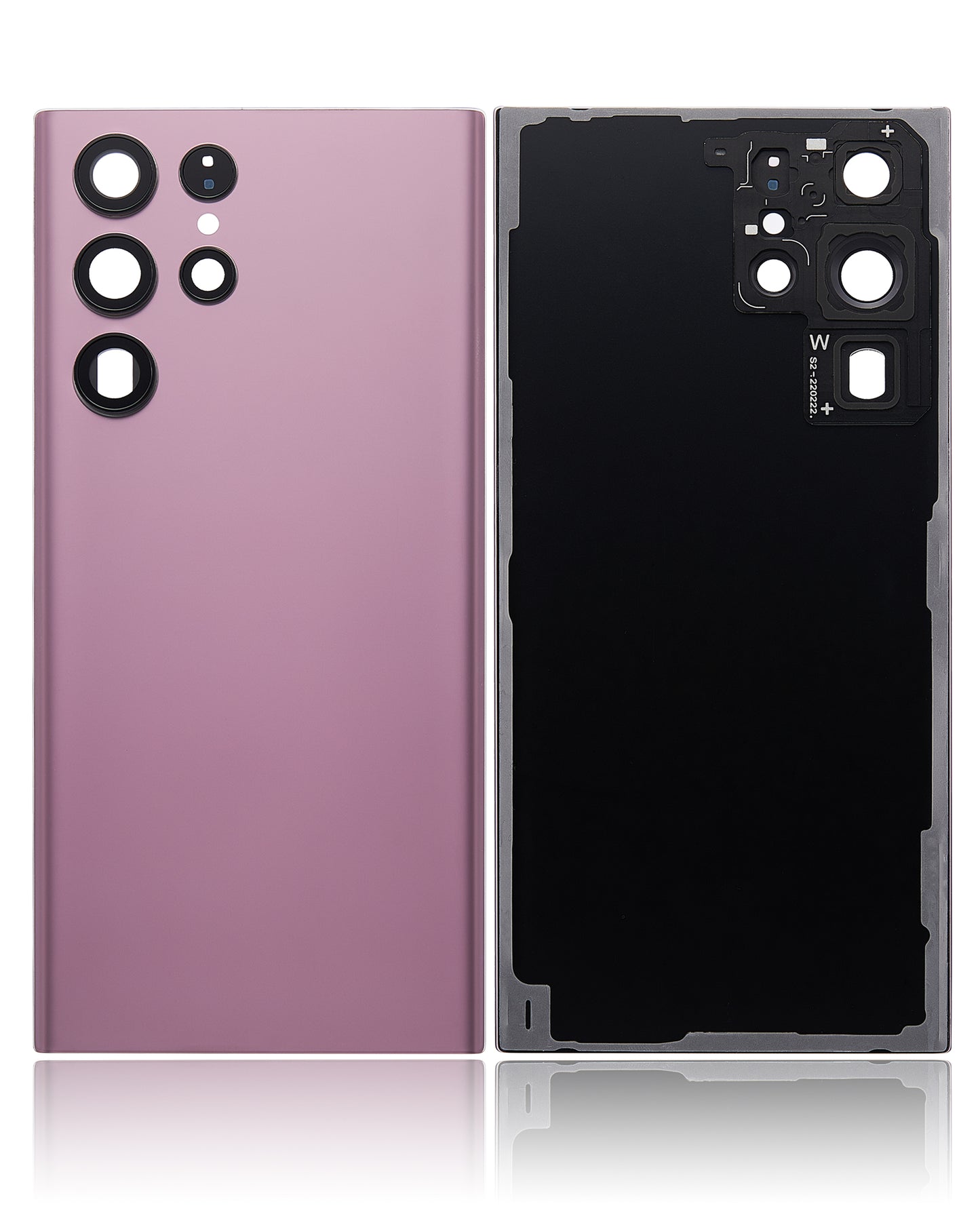 Back Cover Glass With Camera Lens For Samsung Galaxy S22 Ultra 5G (No Logo) (Aftermarket Plus) (Burgundy)