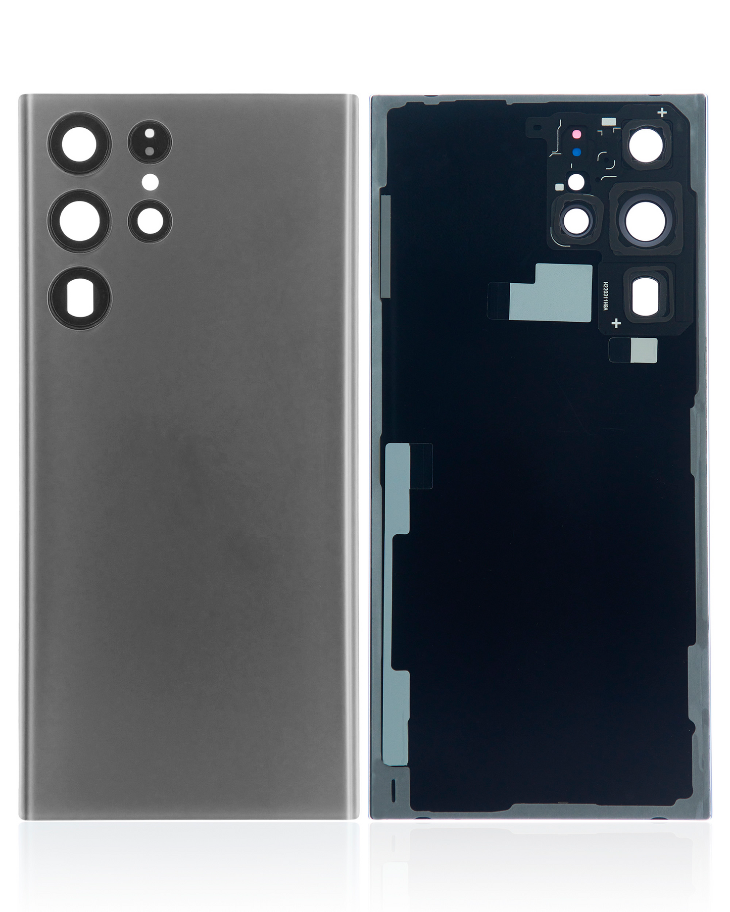 Back Cover Glass With Camera Lens For Samsung Galaxy S22 Ultra 5G (No Logo) (Aftermarket Plus) (Graphite)