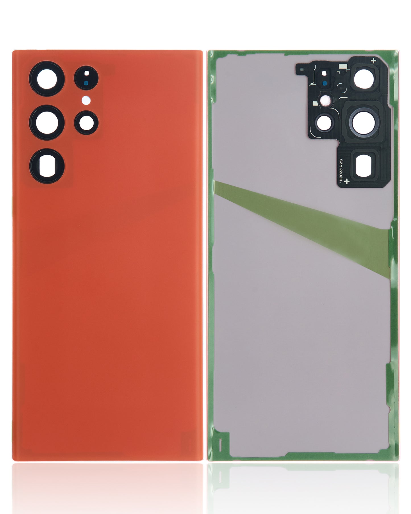 Back Cover Glass With Camera Lens For Samsung Galaxy S22 Ultra 5G (No Logo) (Aftermarket Plus) (Red)