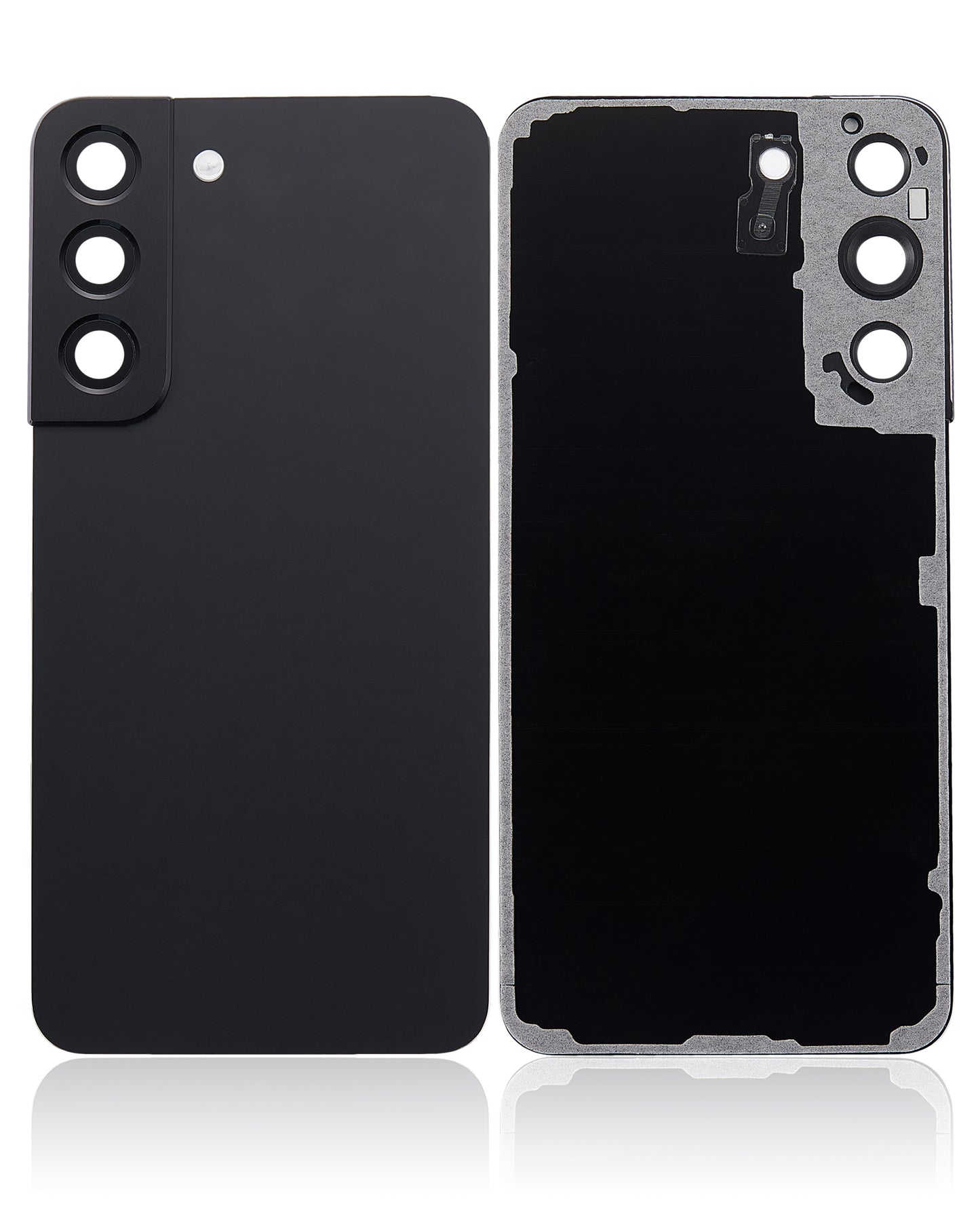 Back Cover Glass With Camera Lens For Samsung Galaxy S22 5G (No Logo) (Aftermarket Plus) (Phantom Black)