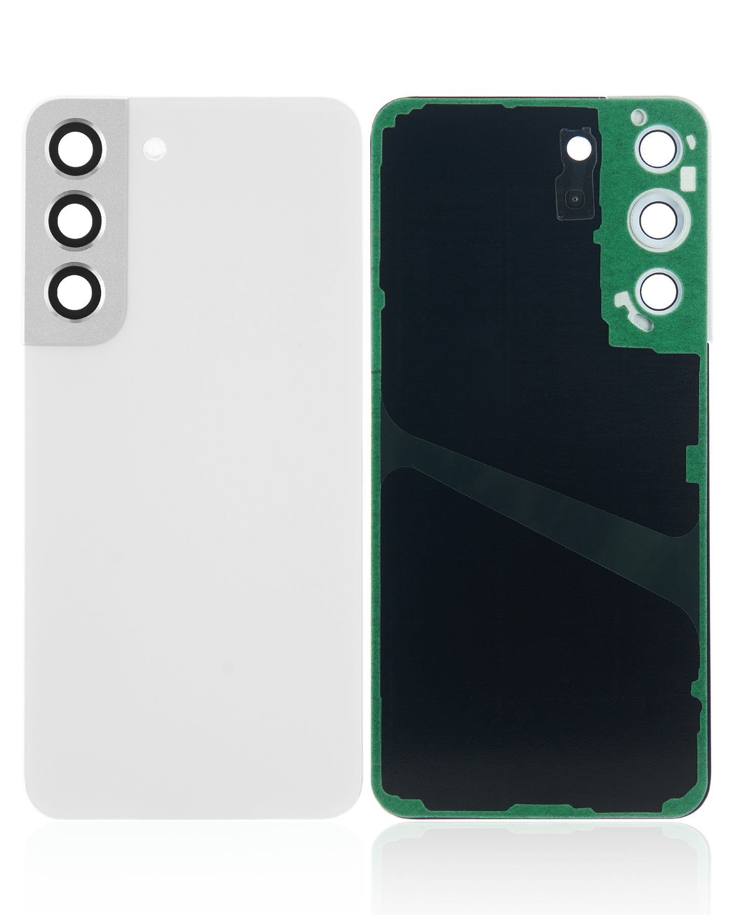 Back Cover Glass With Camera Lens For Samsung Galaxy S22 5G (No Logo) (Aftermarket Plus) (White)
