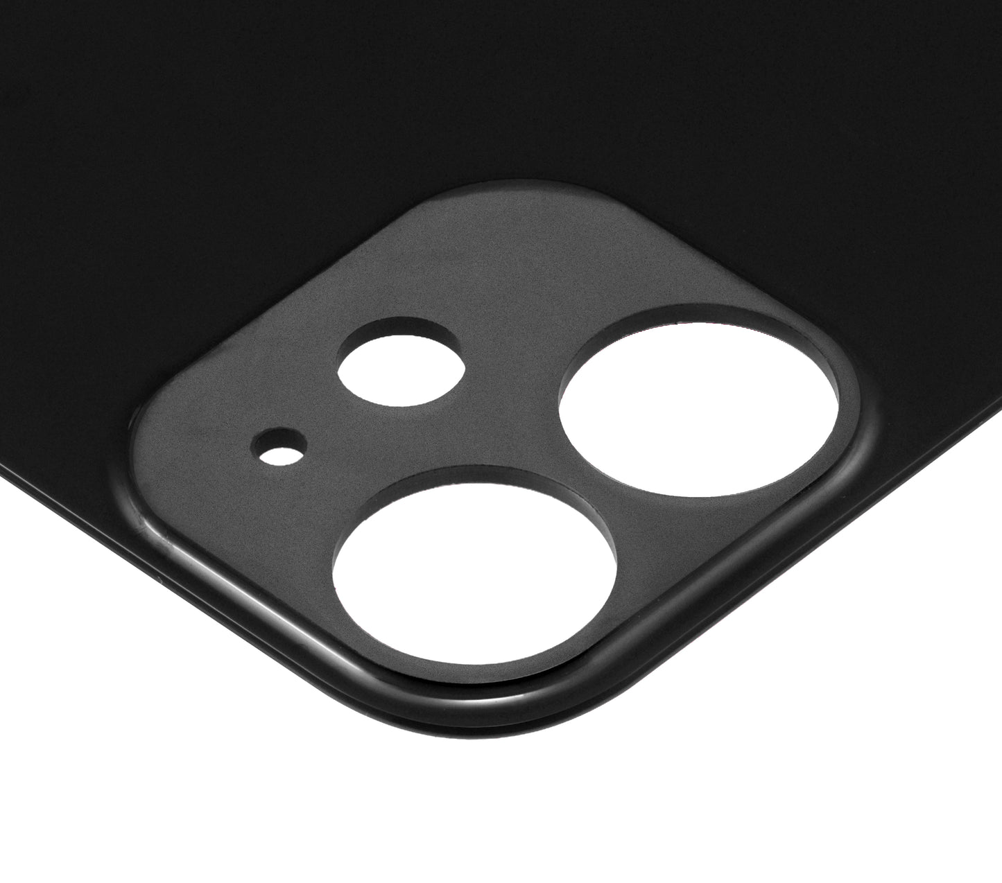 Back Glass With 3M Adhesive For iPhone 12 Mini (No Logo / Large Camera Hole) (Black)