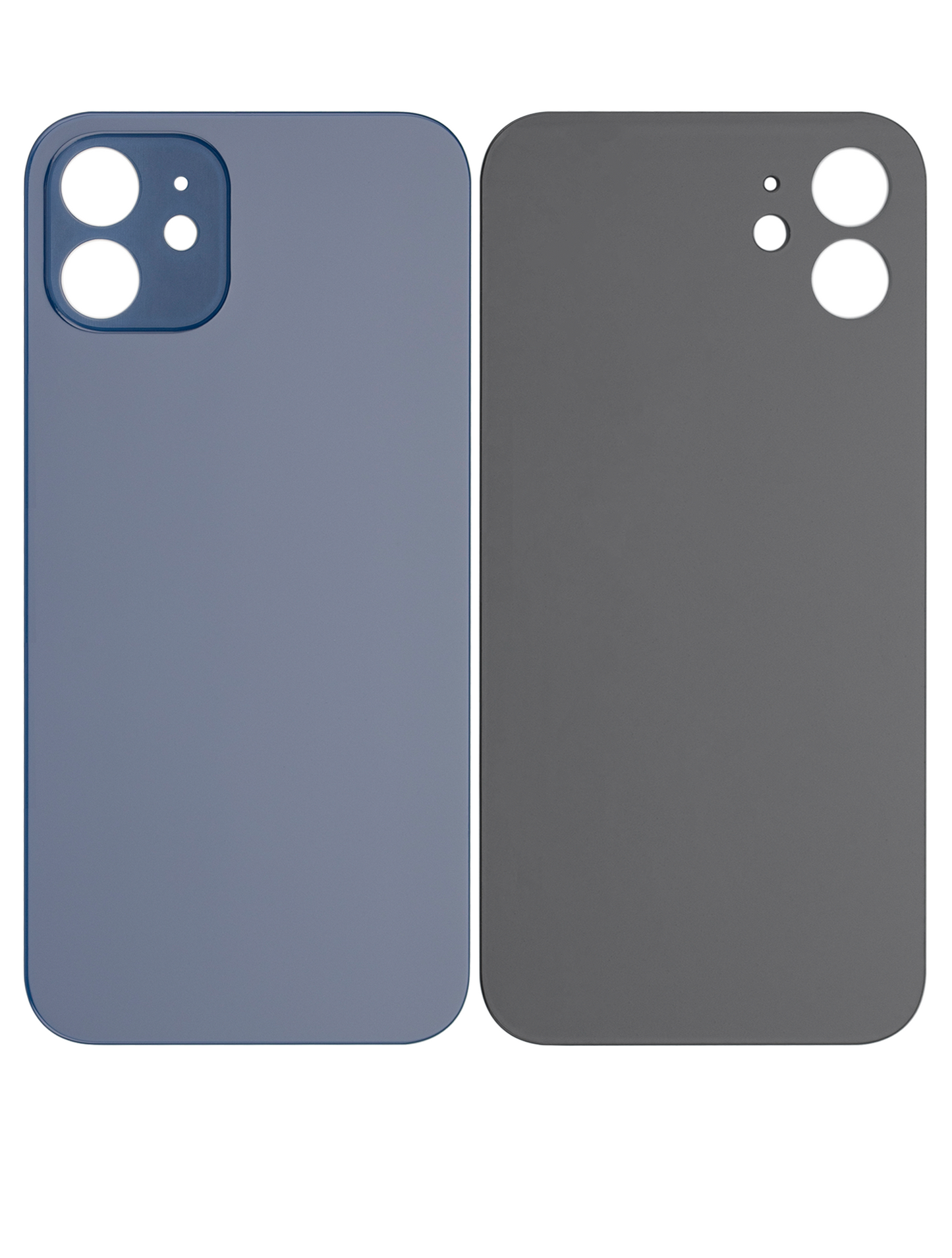 Back Glass With 3M Adhesive For iPhone 12 (No Logo / Large Camera Hole) (Blue)