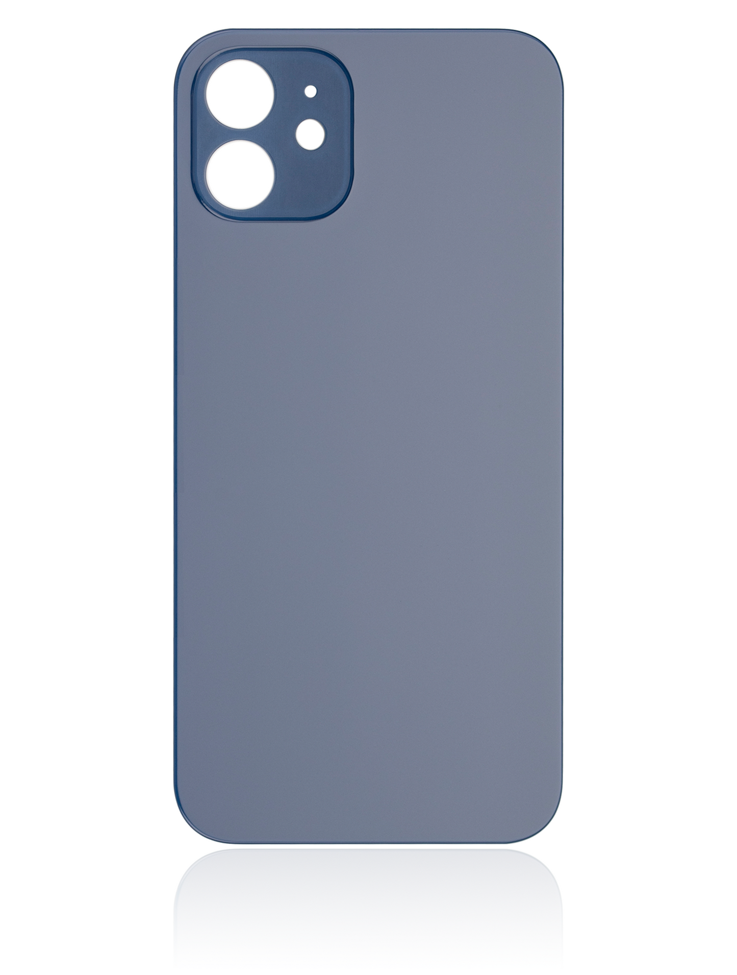 Back Glass With 3M Adhesive For iPhone 12 (No Logo / Large Camera Hole) (Blue)