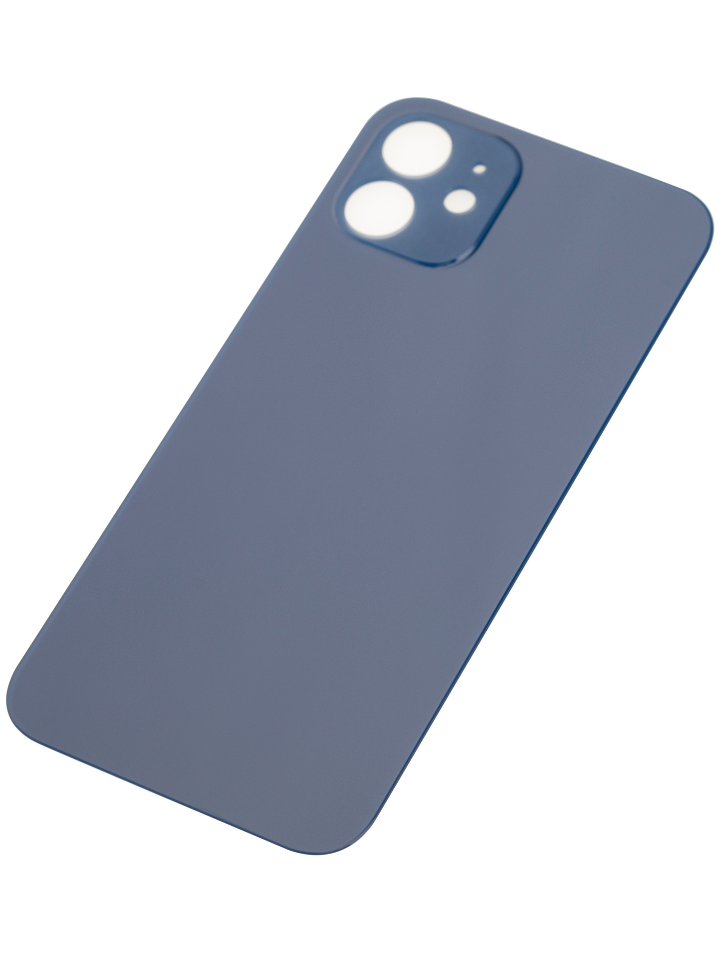 Back Glass With 3M Adhesive For iPhone 12 (No Logo / Large Camera Hole) (Blue)