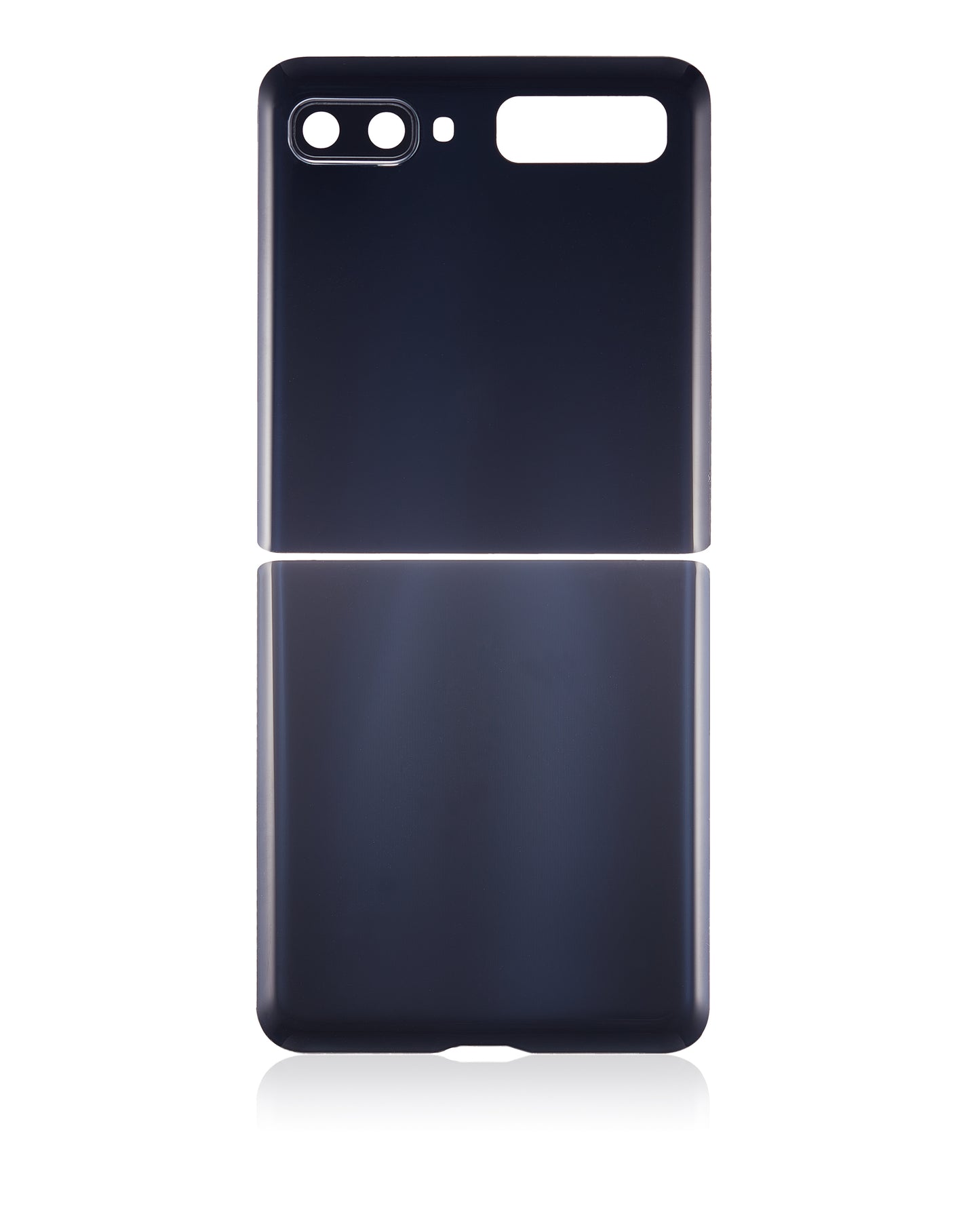 Top & Bottom Back Cover Glass With Camera Lens For Samsung Galaxy Z Flip 4G (F700) / Z Flip 5G (F707) (Aftermarket Plus) (Mirror Black) - Side View